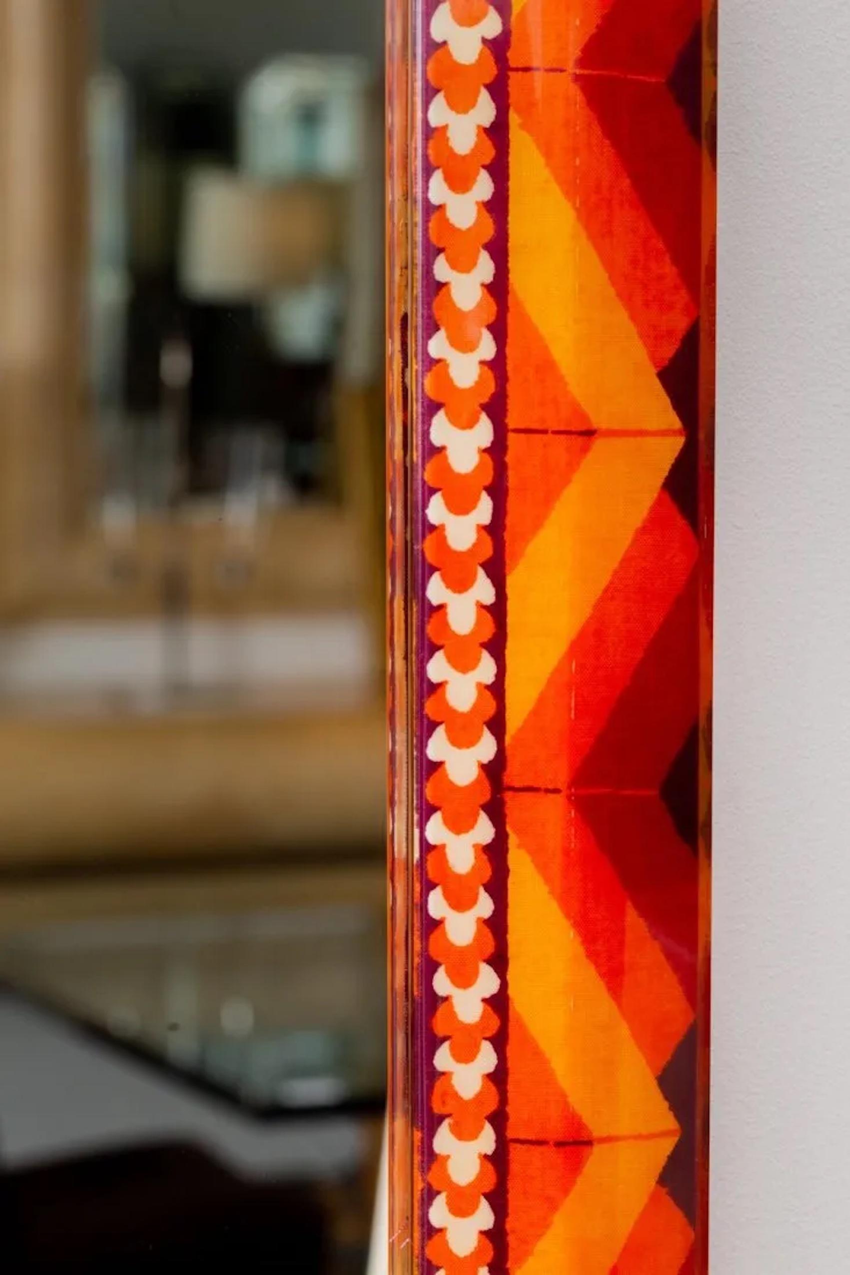 Unique Colourful  Lacquered Fabric Mirror by Karl Springer For Sale 2