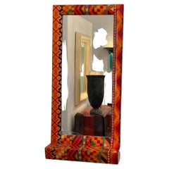 Unique Colourful  Lacquered Fabric Mirror by Karl Springer