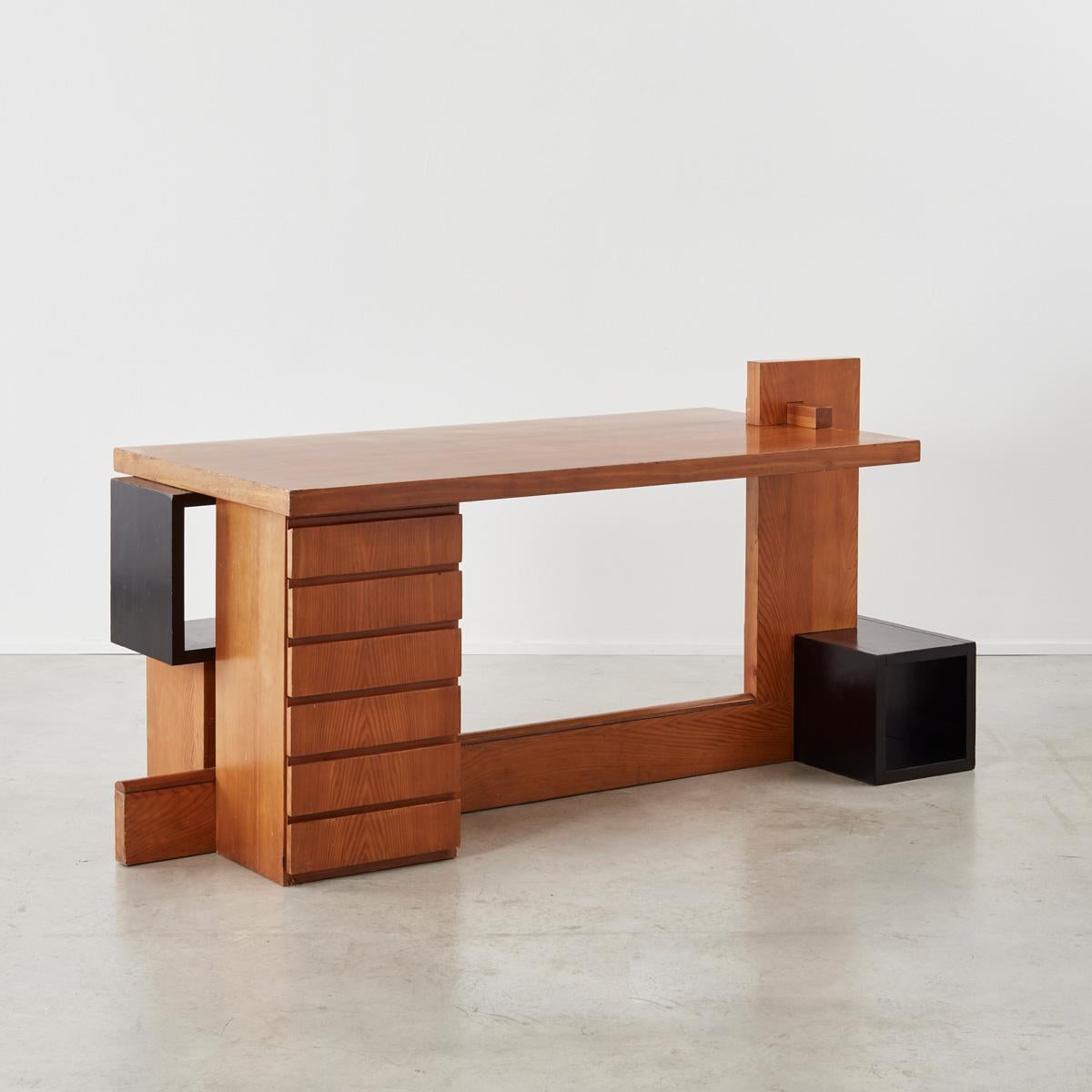 De Stijl Unique Constructivist style desk by Daniele Baroni, Italy, c1960
