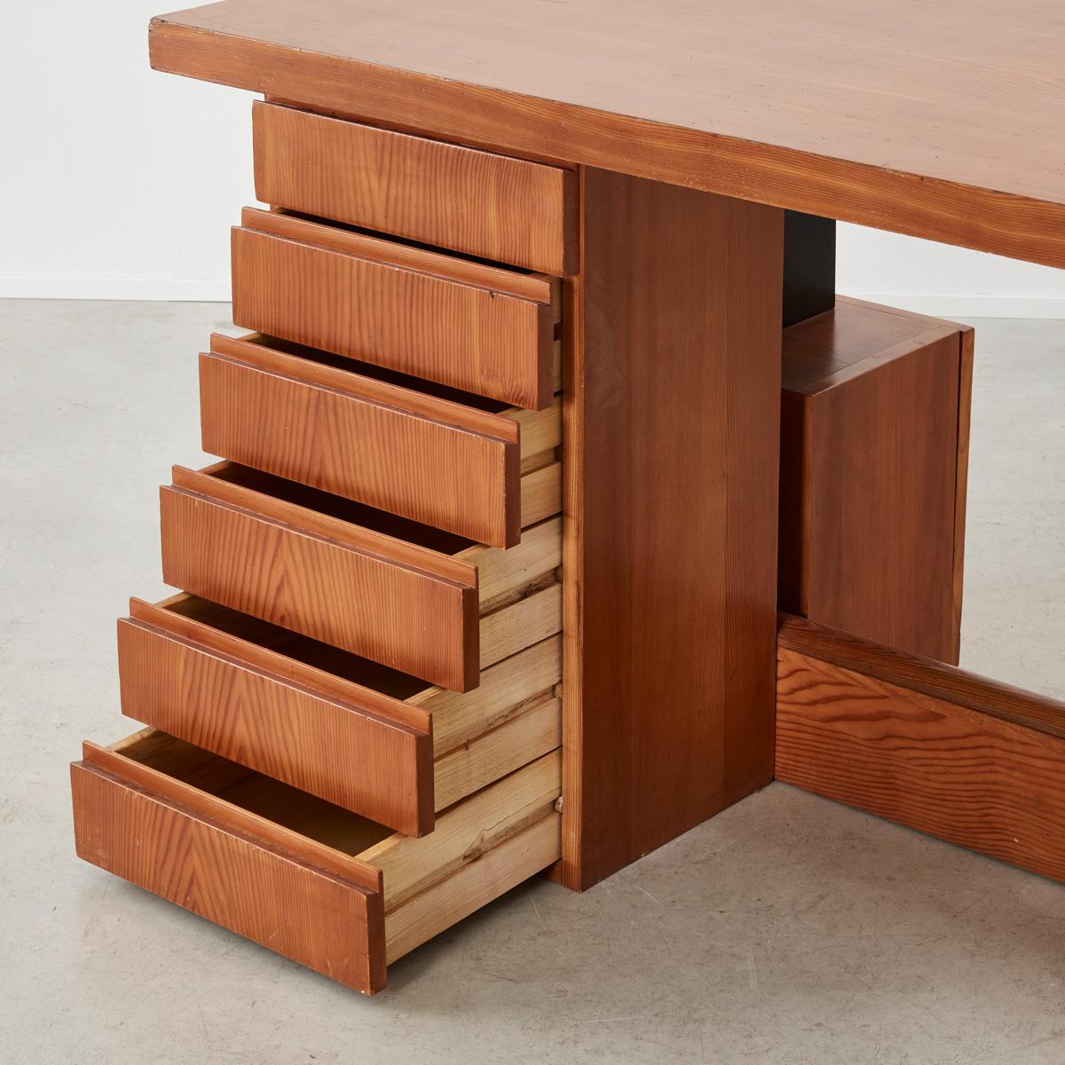 Wood Unique Constructivist style desk by Daniele Baroni, Italy, c1960