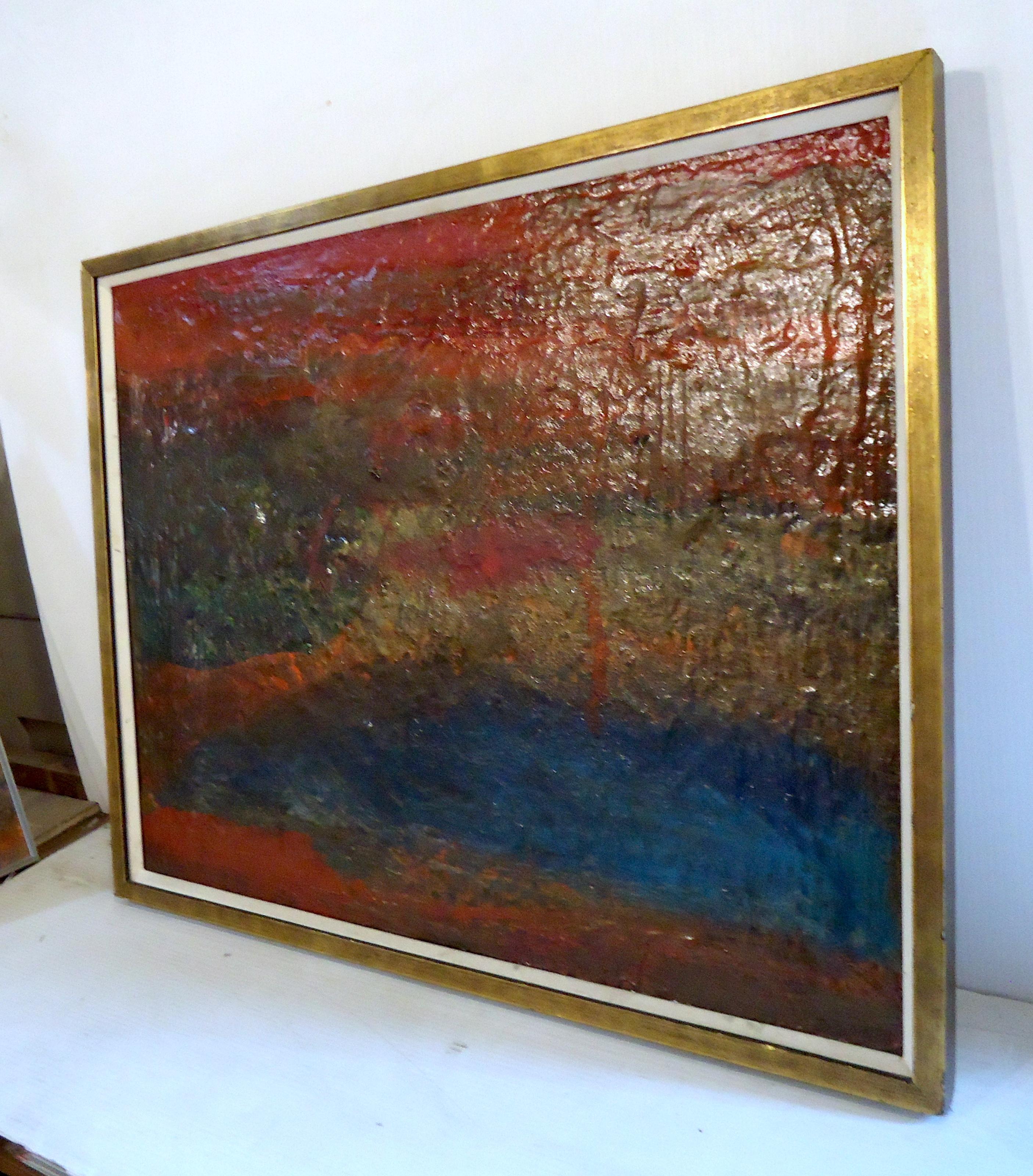 This frameless contemporary oil painting features a rich color palette and is well matted in a quality frame.
Please confirm item location (NY or NJ).