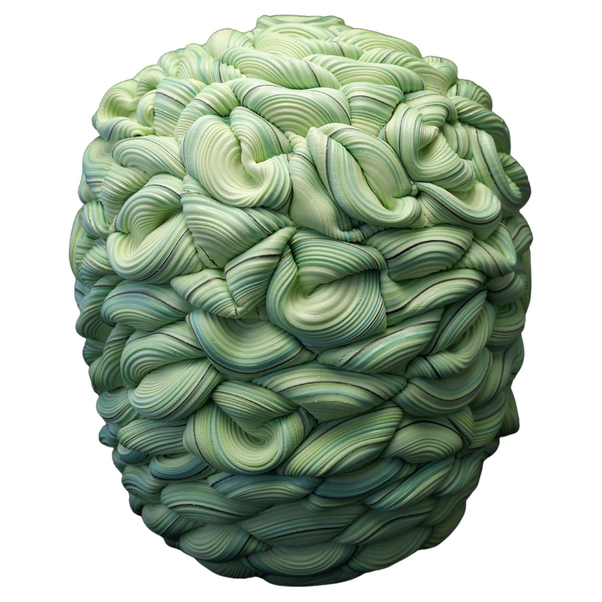 Einzigartiges, Contemporary Ceramic Handmade Vessel mit Grüntönen