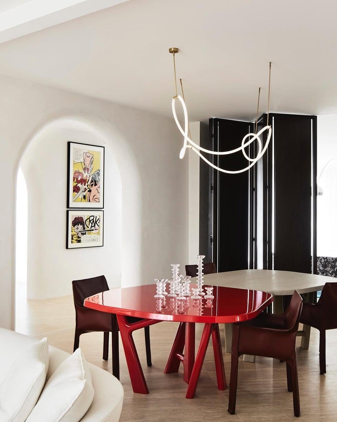 Unique Contemporary Flexible Form Satin Brass Suspension Light by Morghen Studio (en anglais) en vente 3