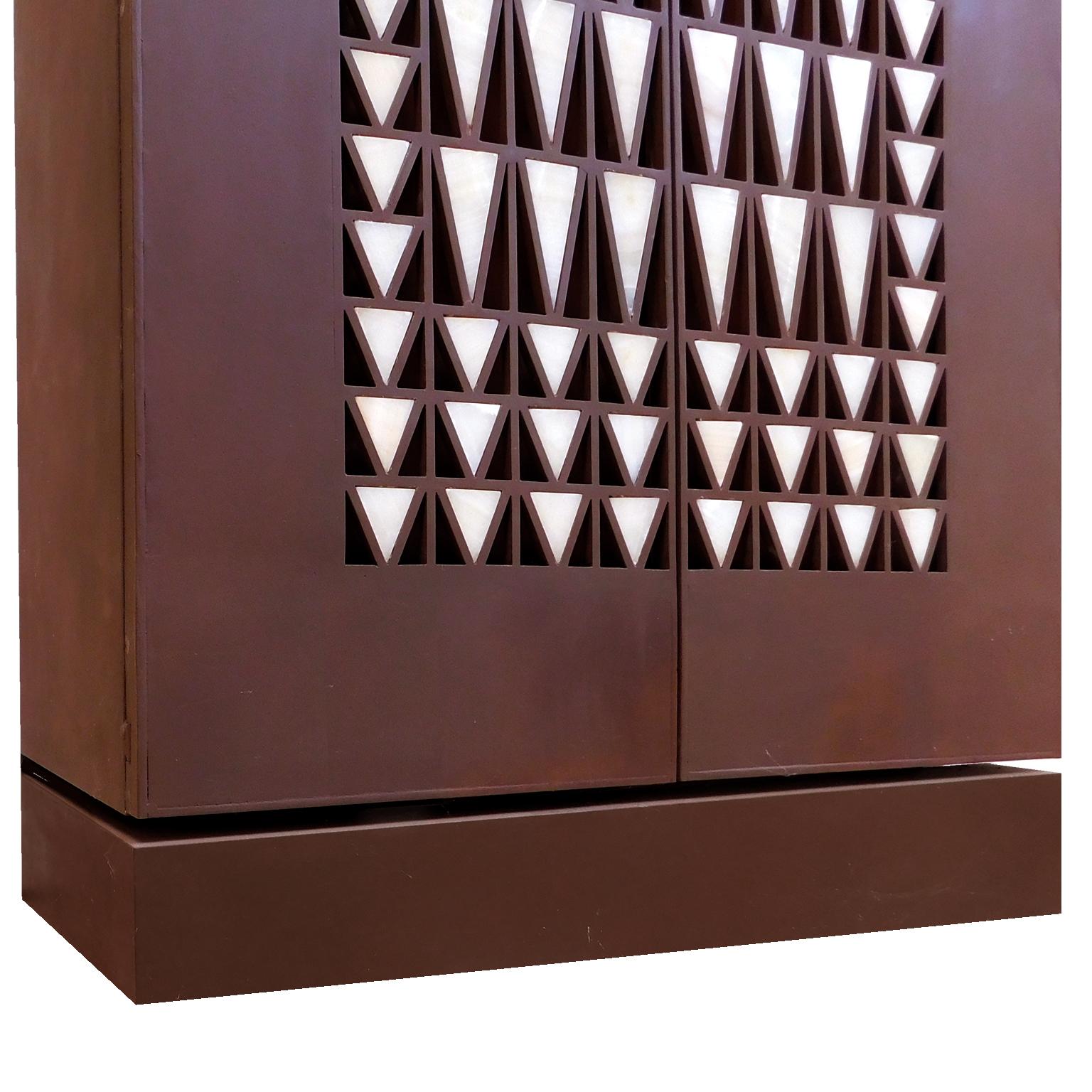 Other Contemporary Geometric Cabinet with Onyx Stone For Sale