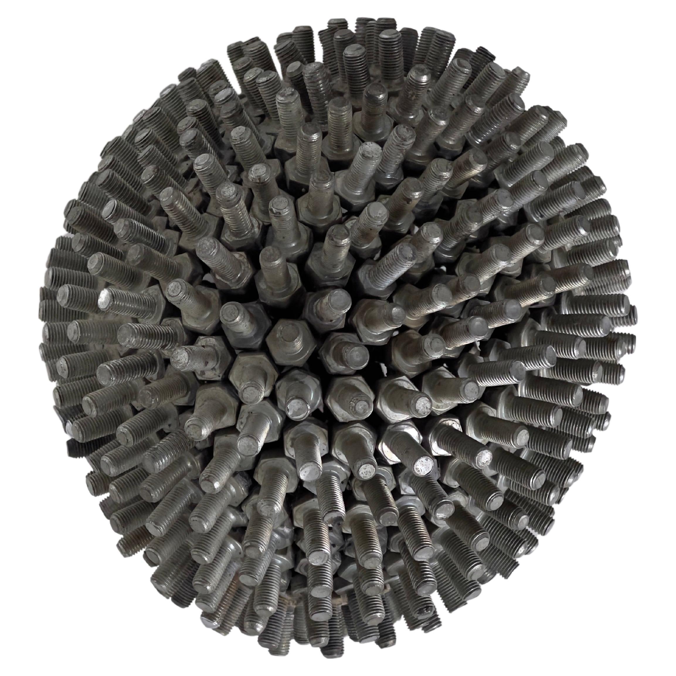 Anonymous late 20th Century European modern sculpture. Sphere of metal bolts. For Sale