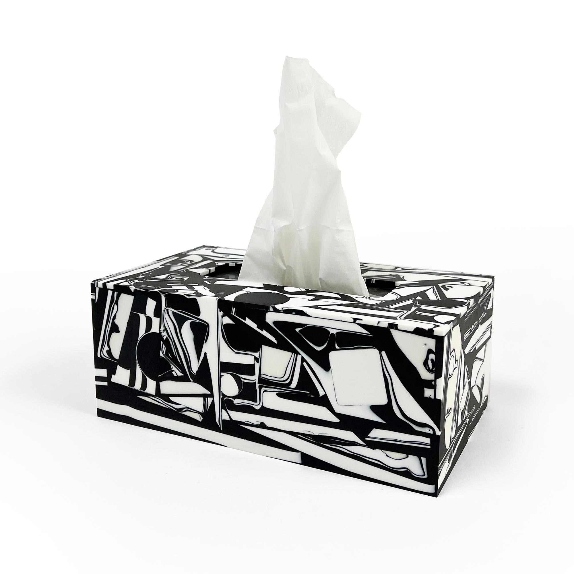Epoxy Resin Unique Contemporary Resin Black and White Tissue Box Cover by Elyse Graham