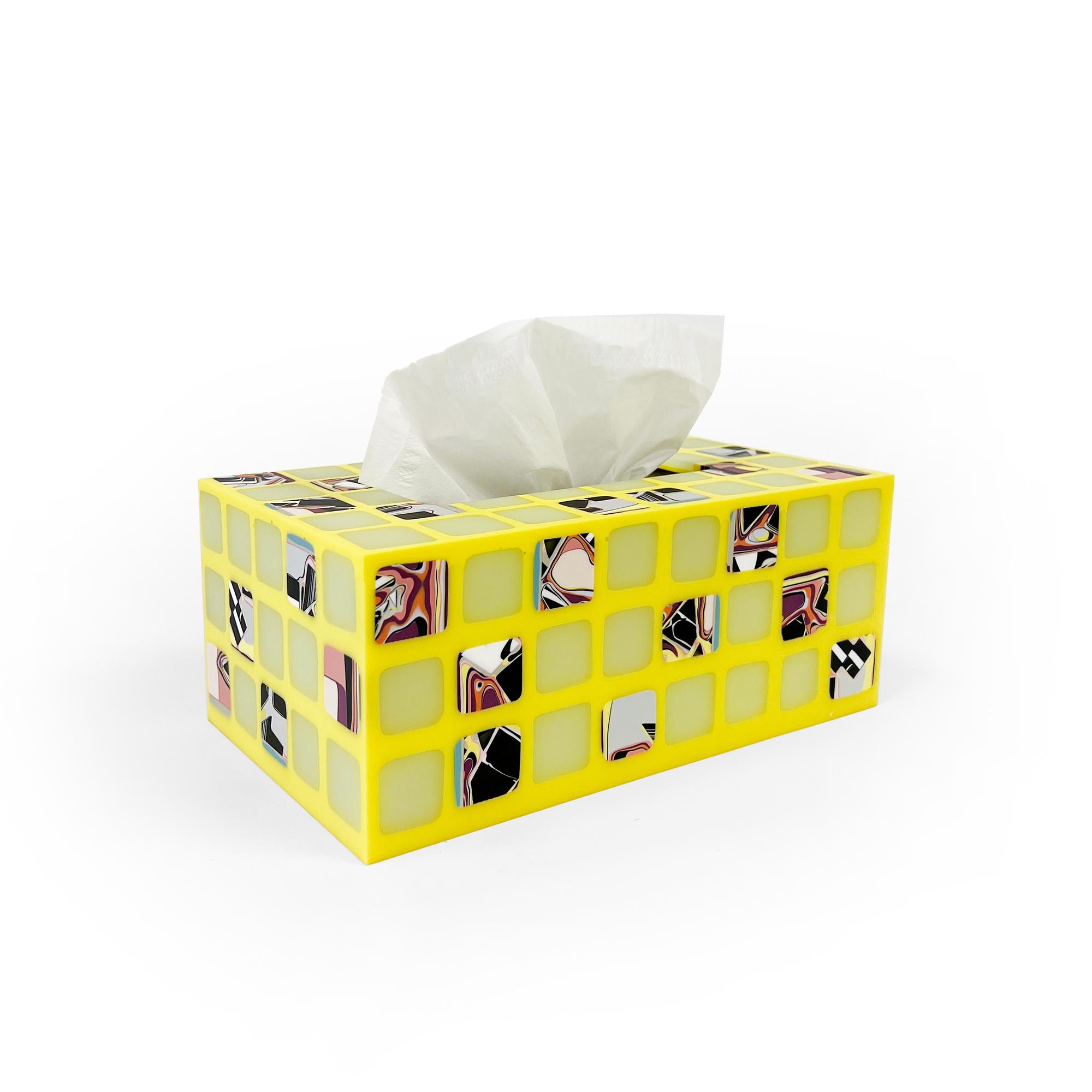 Unique Contemporary Resin Tissue Box in Yellow by Elyse Graham 1