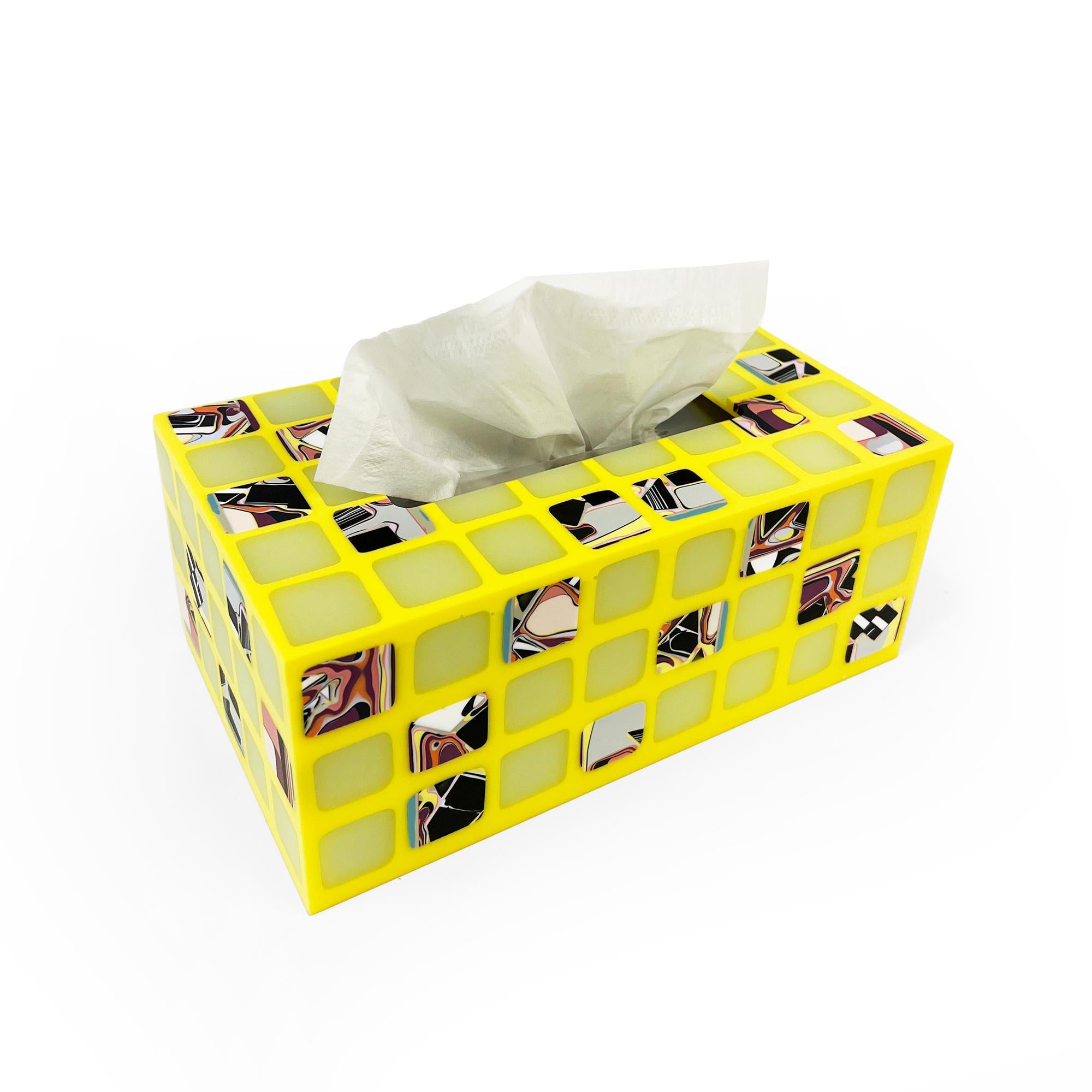 Unique Contemporary Resin Tissue Box in Yellow by Elyse Graham 2
