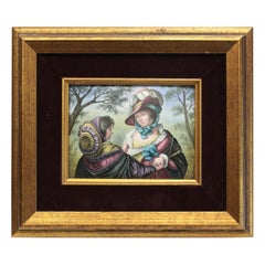 Unique Continental Enamel on Curved Copper Plaque, 19th Century or Earlier