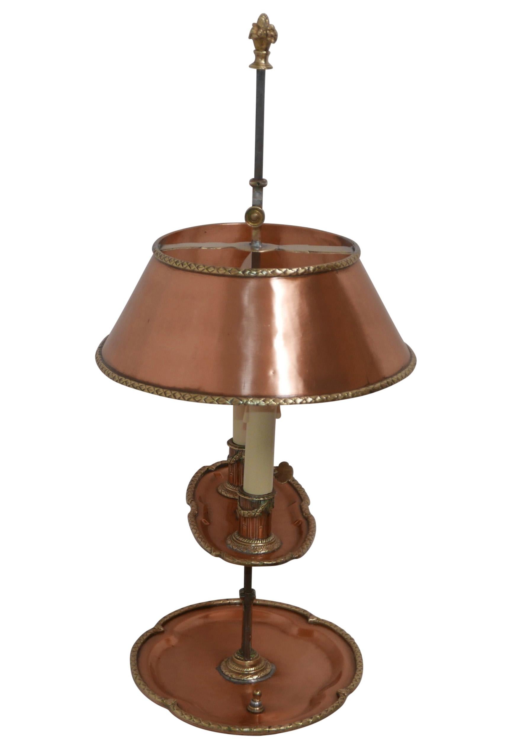 Copper and Brass Bouillotte Lamp, French, circa 1820 5