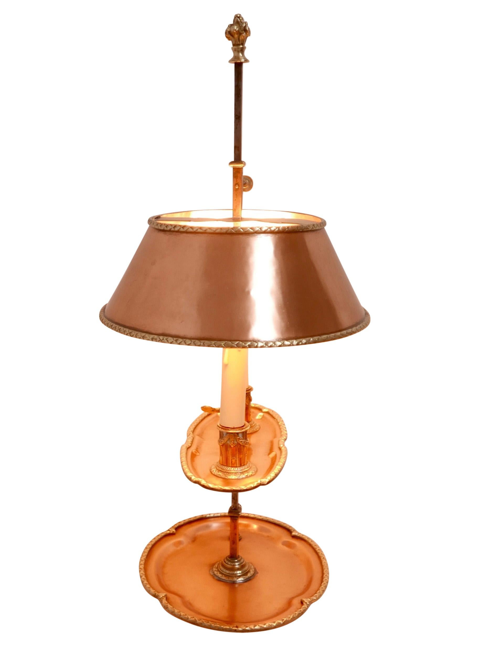 Copper and Brass Bouillotte Lamp, French, circa 1820 In Good Condition In San Francisco, CA