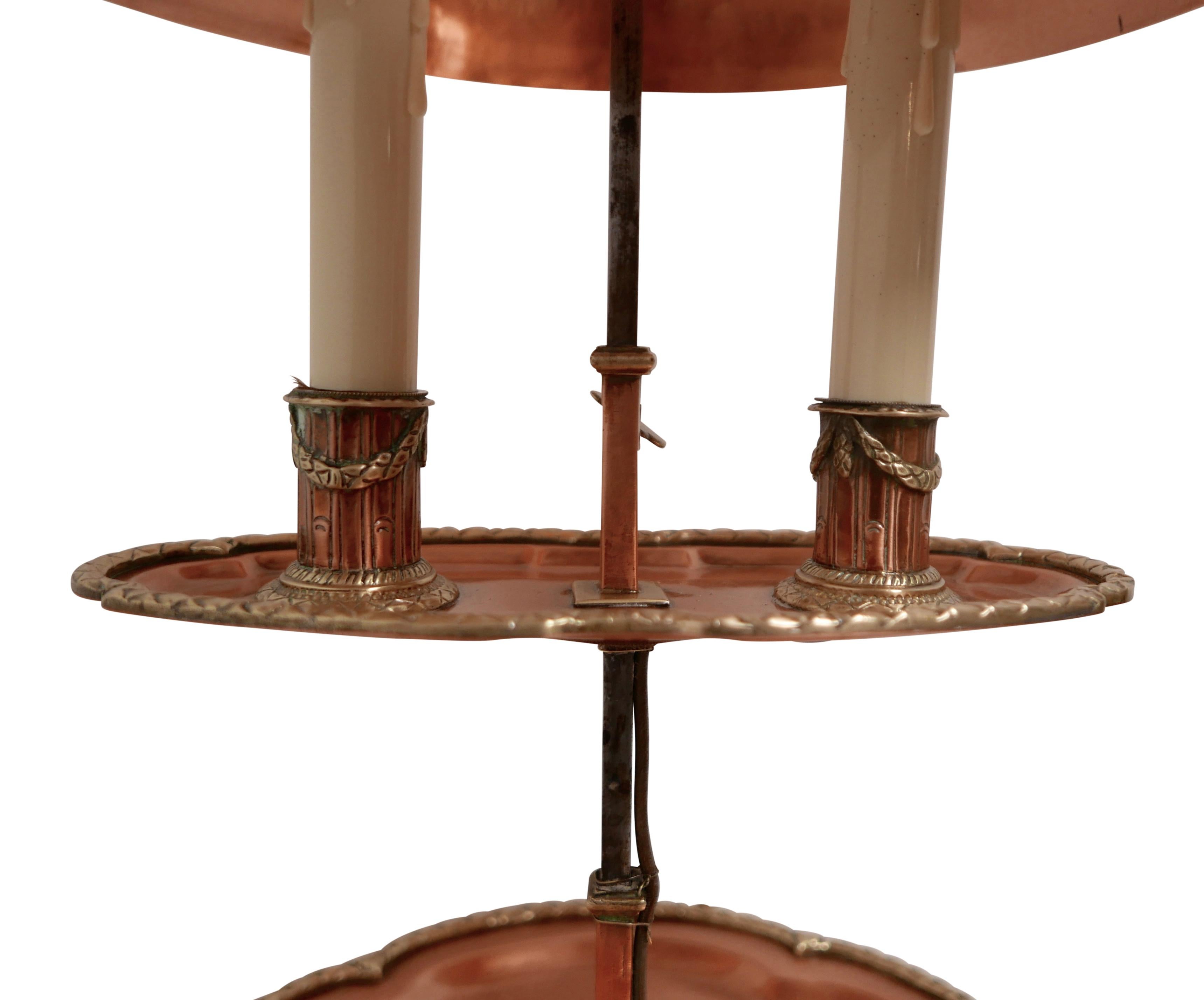 19th Century Copper and Brass Bouillotte Lamp, French, circa 1820