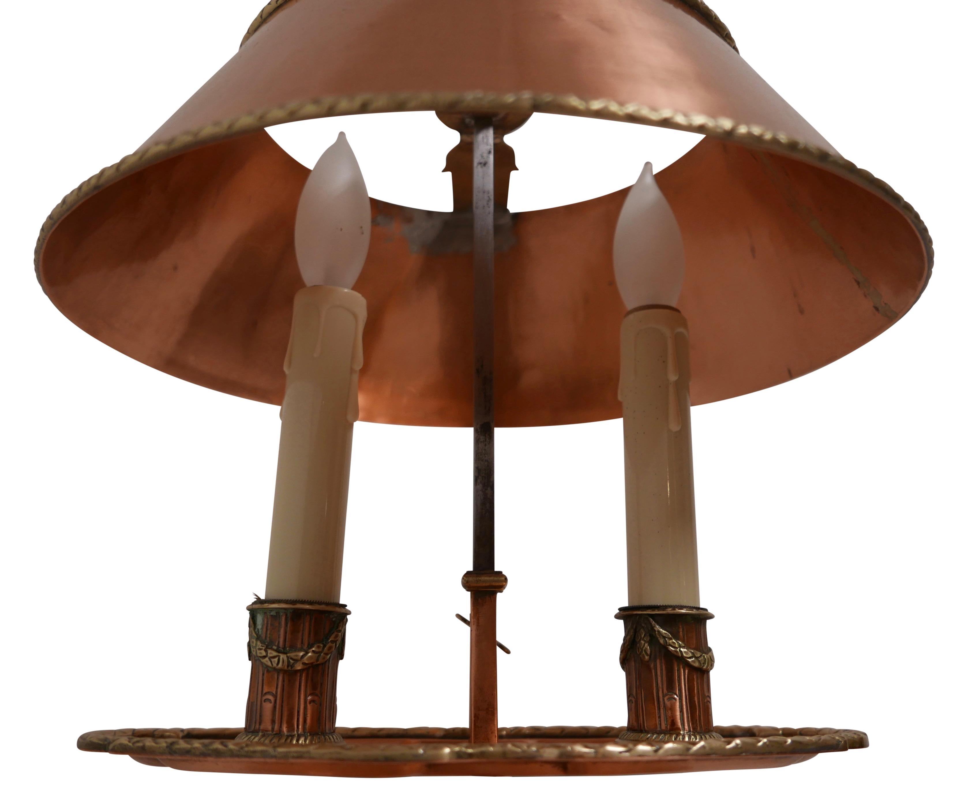 Copper and Brass Bouillotte Lamp, French, circa 1820 2