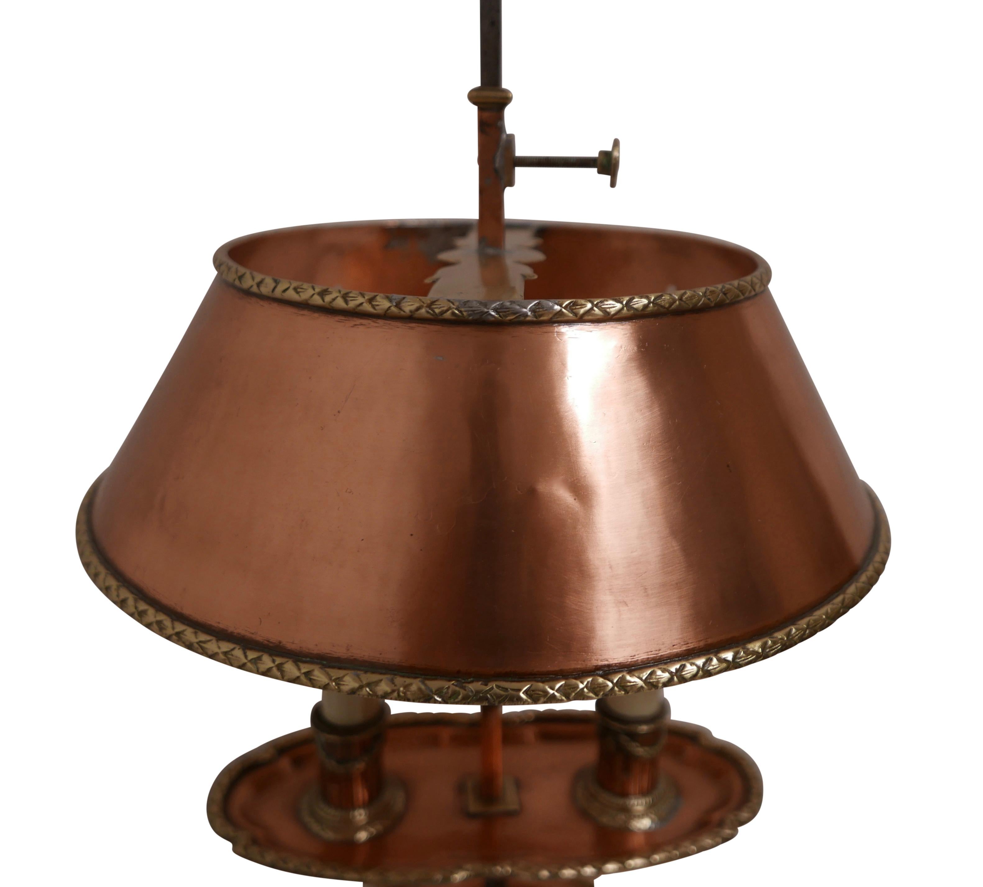 Copper and Brass Bouillotte Lamp, French, circa 1820 3