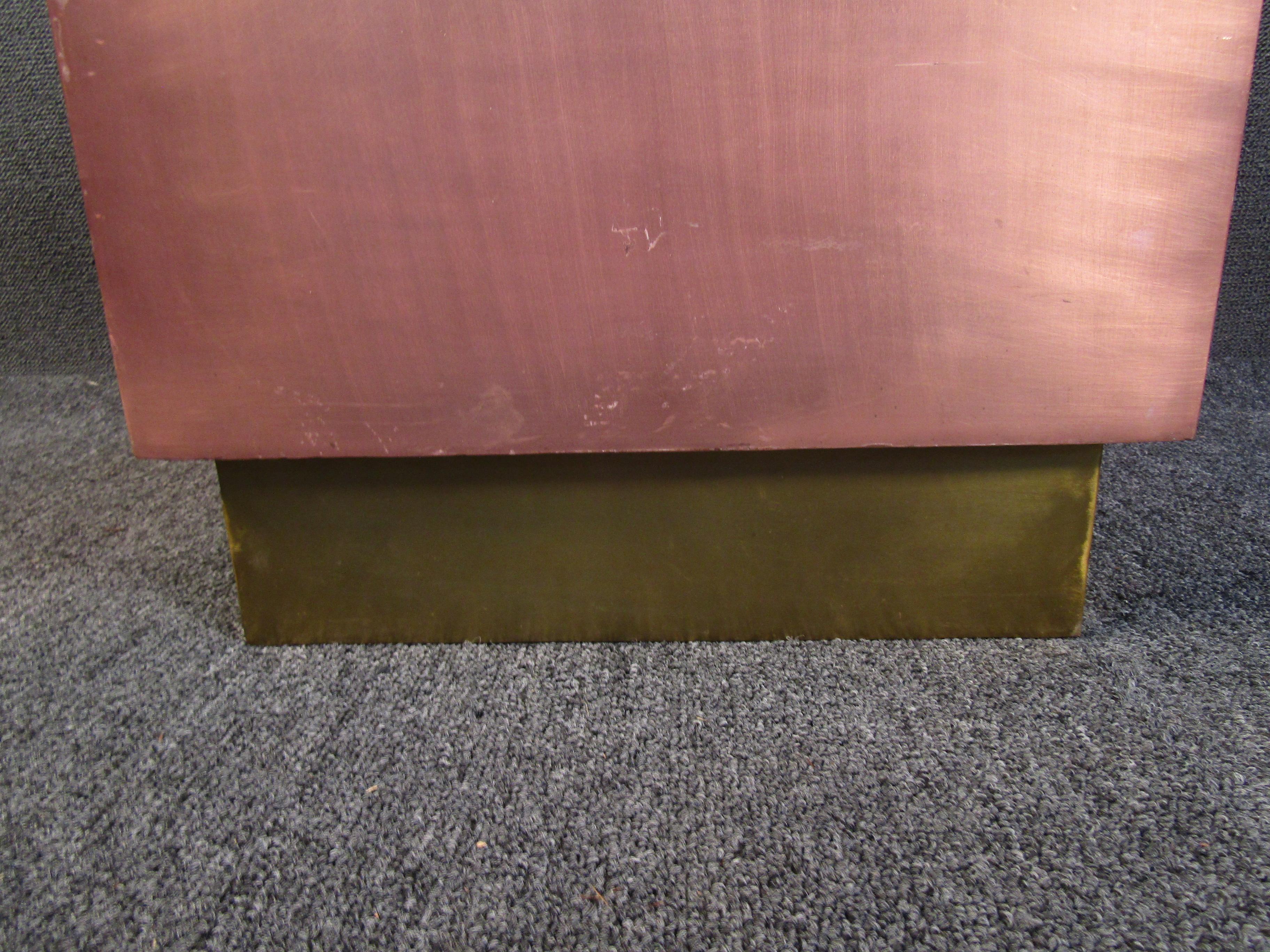 Mid-Century Modern Unique Copper and Brass Side Table For Sale
