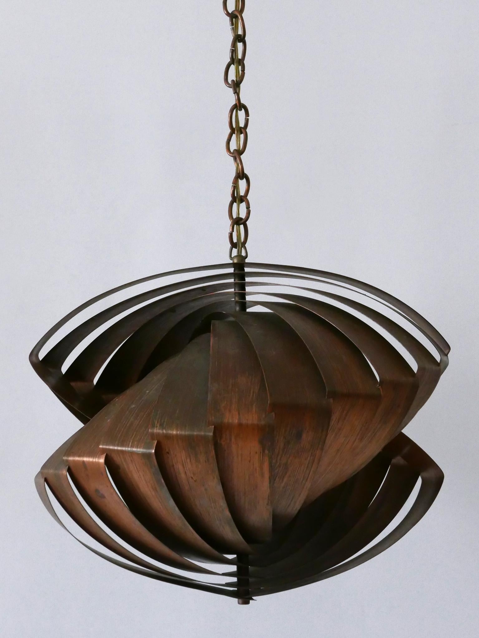 Lampada a sospensione in rame 'Konkylie' di Louis Weisdorf per Lyfa, Danimarca, 1960 in vendita 4