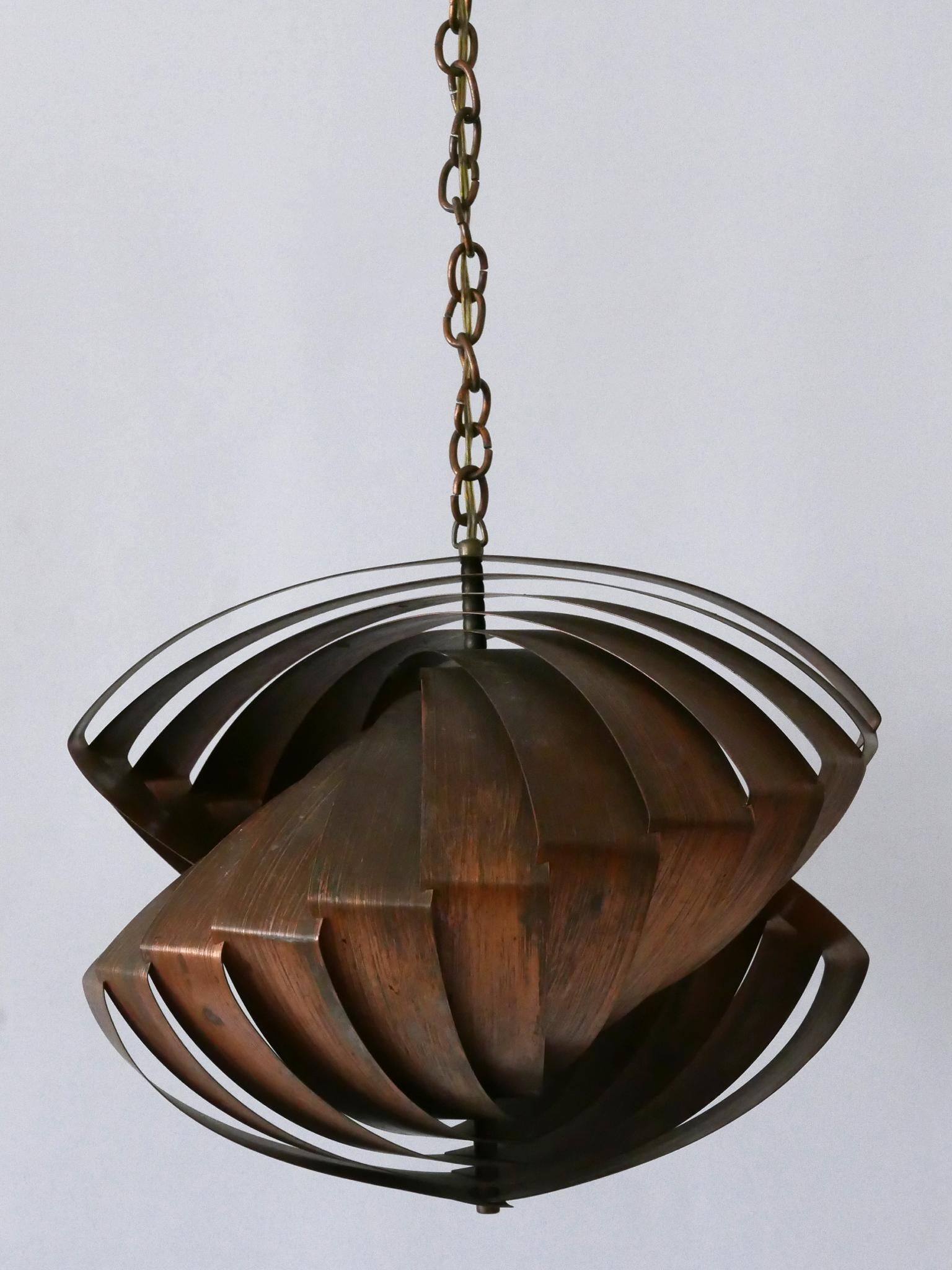 Lampada a sospensione in rame 'Konkylie' di Louis Weisdorf per Lyfa, Danimarca, 1960 in vendita 5