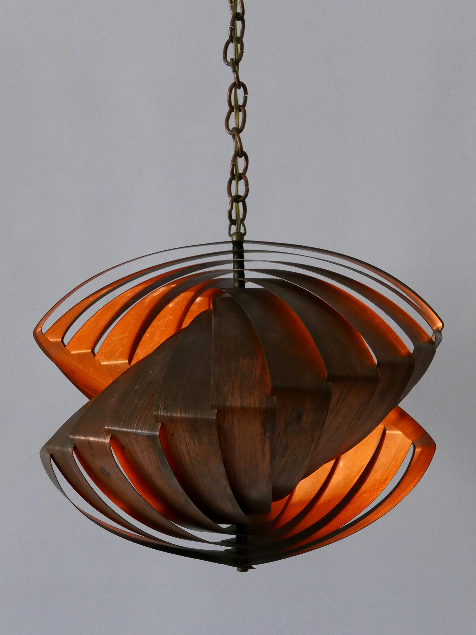 Lampada a sospensione in rame 'Konkylie' di Louis Weisdorf per Lyfa, Danimarca, 1960 in vendita 6