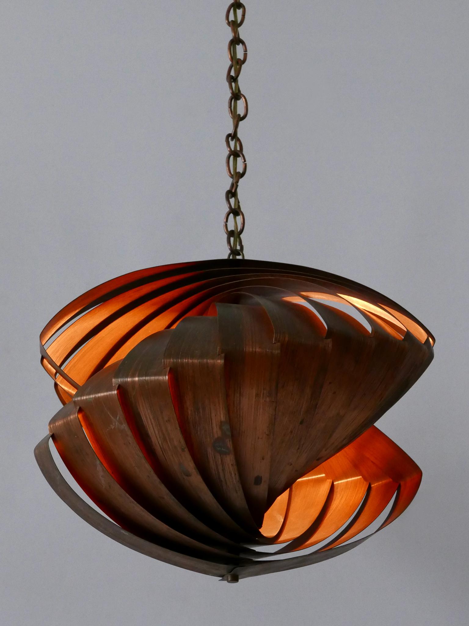 Lampada a sospensione in rame 'Konkylie' di Louis Weisdorf per Lyfa, Danimarca, 1960 in vendita 7