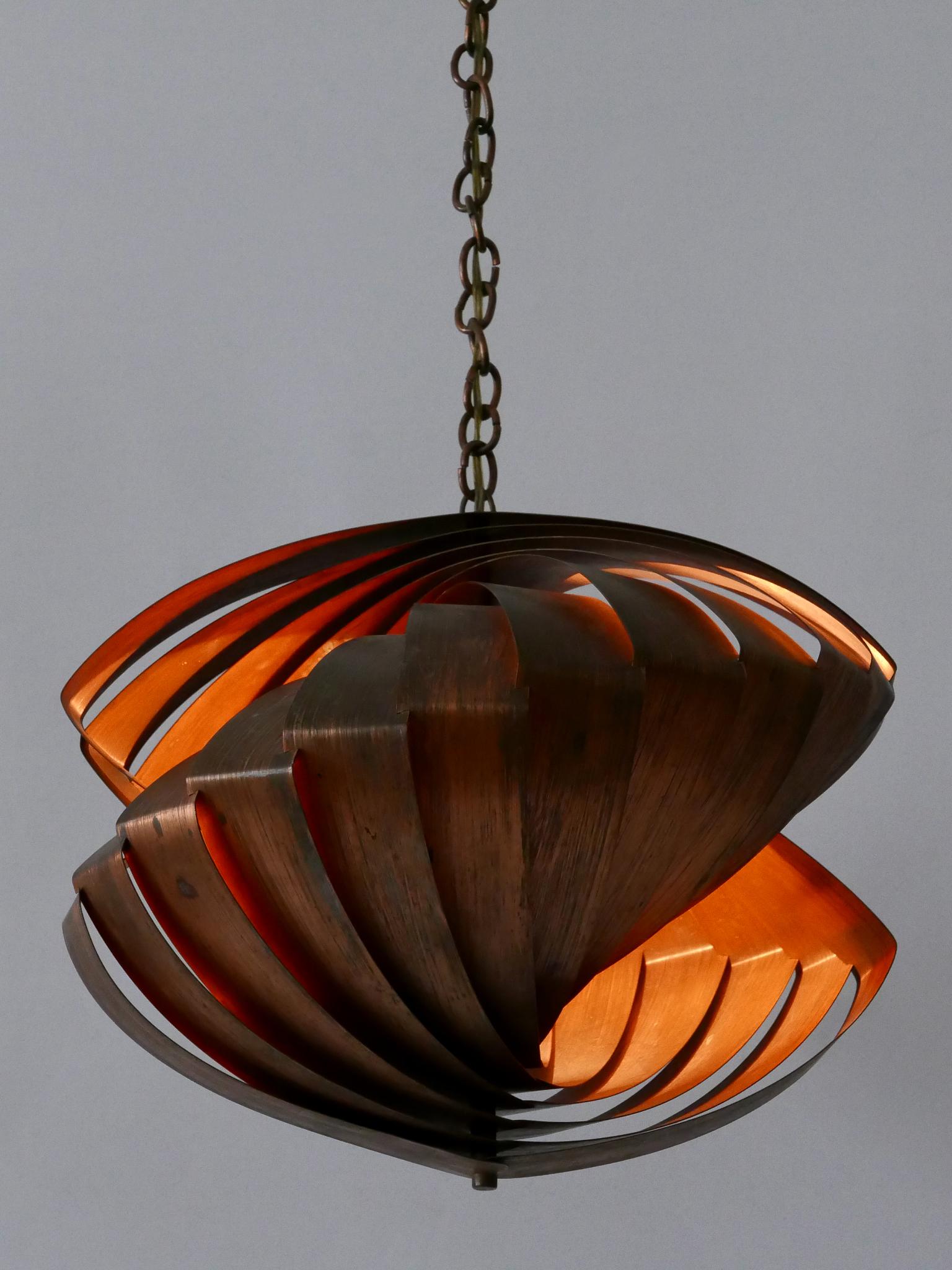 Lampada a sospensione in rame 'Konkylie' di Louis Weisdorf per Lyfa, Danimarca, 1960 in vendita 8