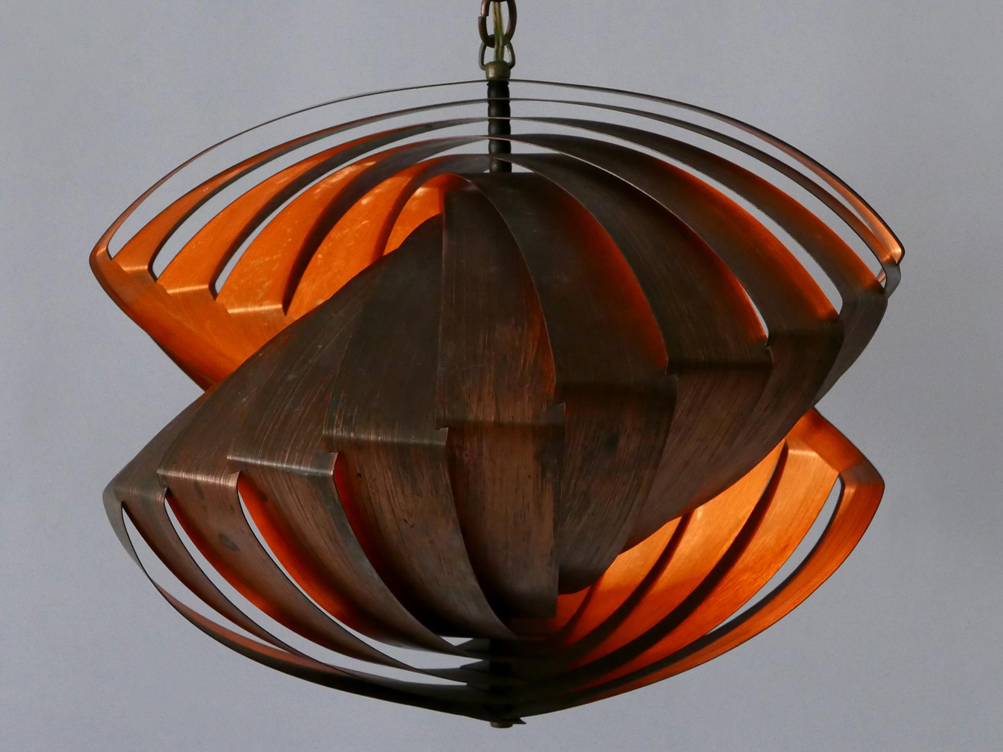 Lampada a sospensione in rame 'Konkylie' di Louis Weisdorf per Lyfa, Danimarca, 1960 in vendita 10