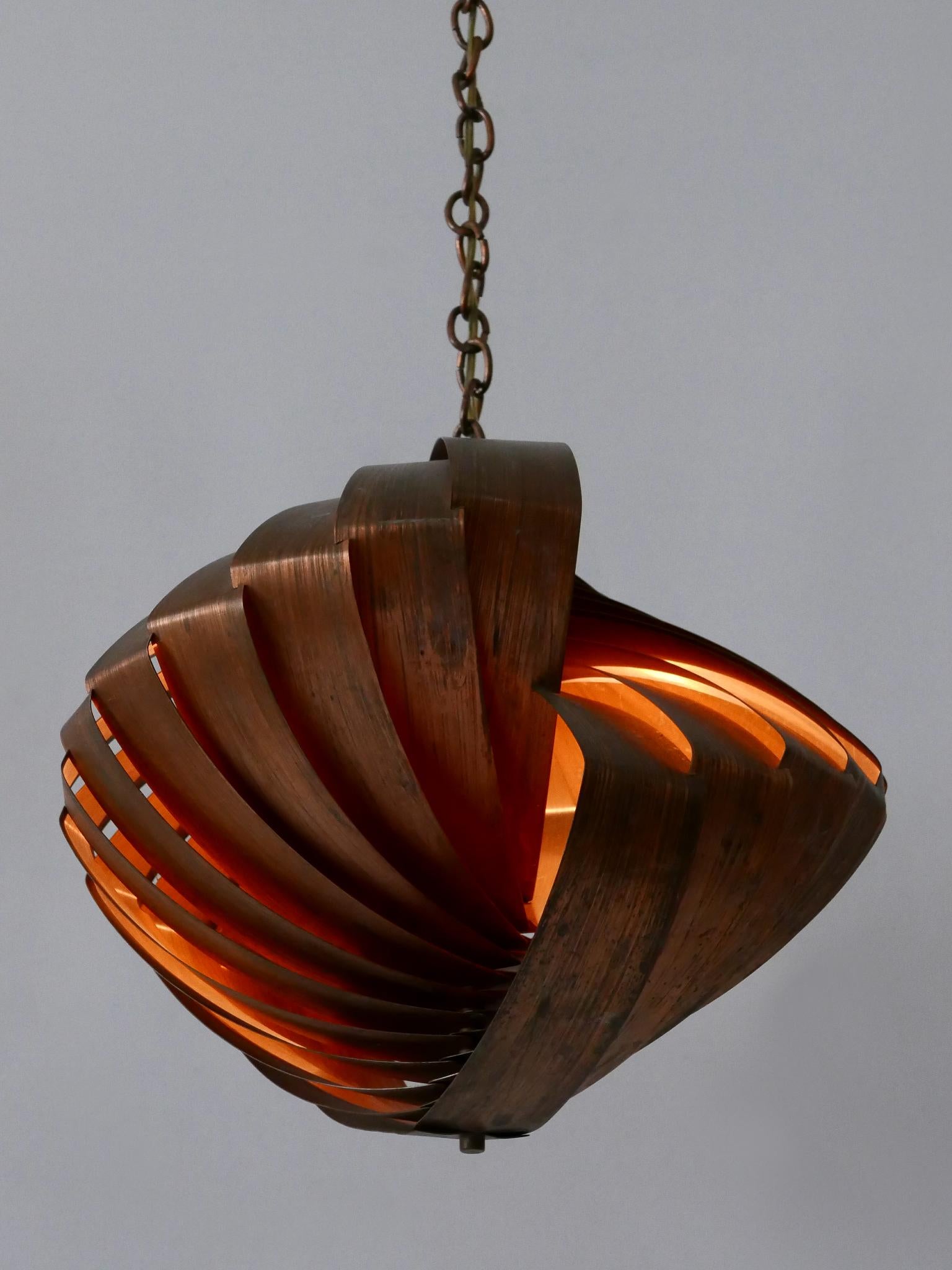 Lampada a sospensione in rame 'Konkylie' di Louis Weisdorf per Lyfa, Danimarca, 1960 in vendita 12