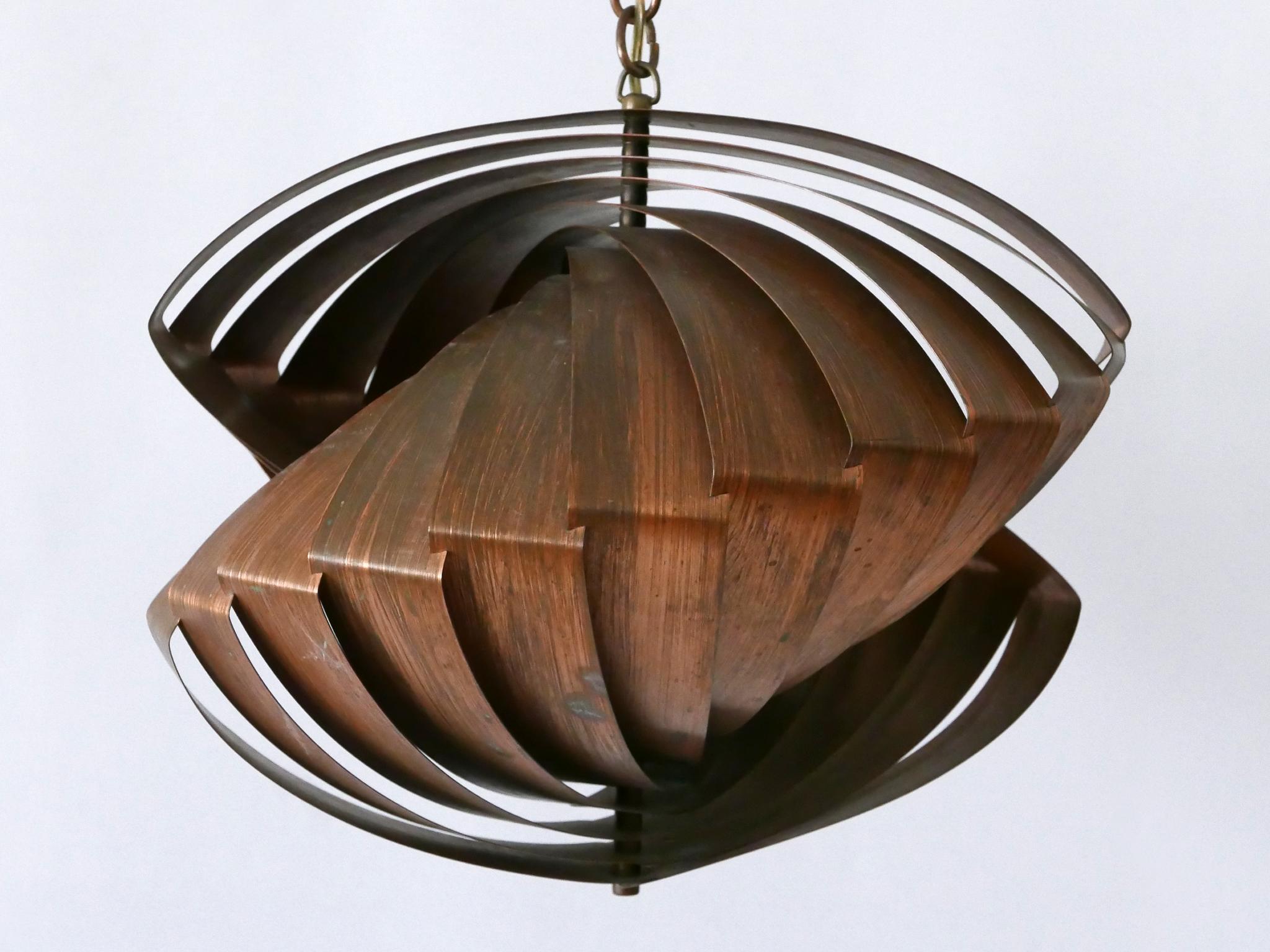 Mid-Century moderno Lampada a sospensione in rame 'Konkylie' di Louis Weisdorf per Lyfa, Danimarca, 1960 in vendita