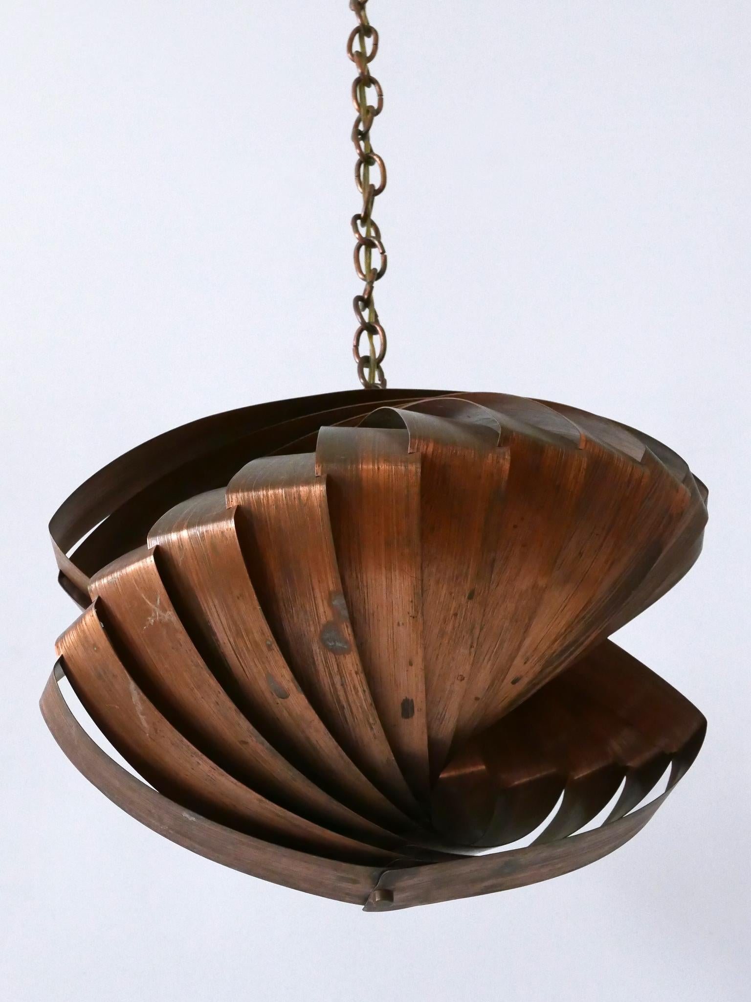 Danese Lampada a sospensione in rame 'Konkylie' di Louis Weisdorf per Lyfa, Danimarca, 1960 in vendita