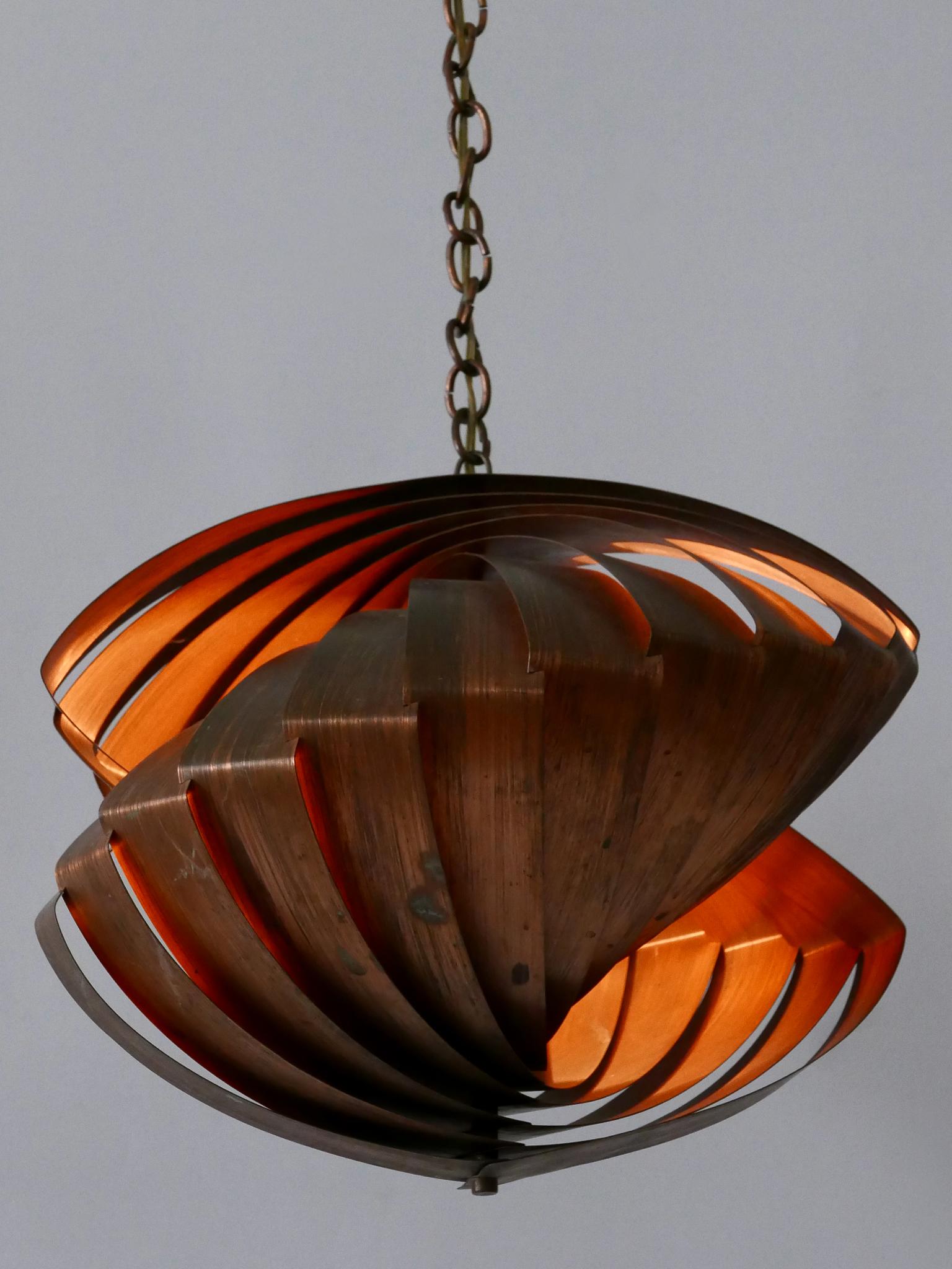 Metà XX secolo Lampada a sospensione in rame 'Konkylie' di Louis Weisdorf per Lyfa, Danimarca, 1960 in vendita