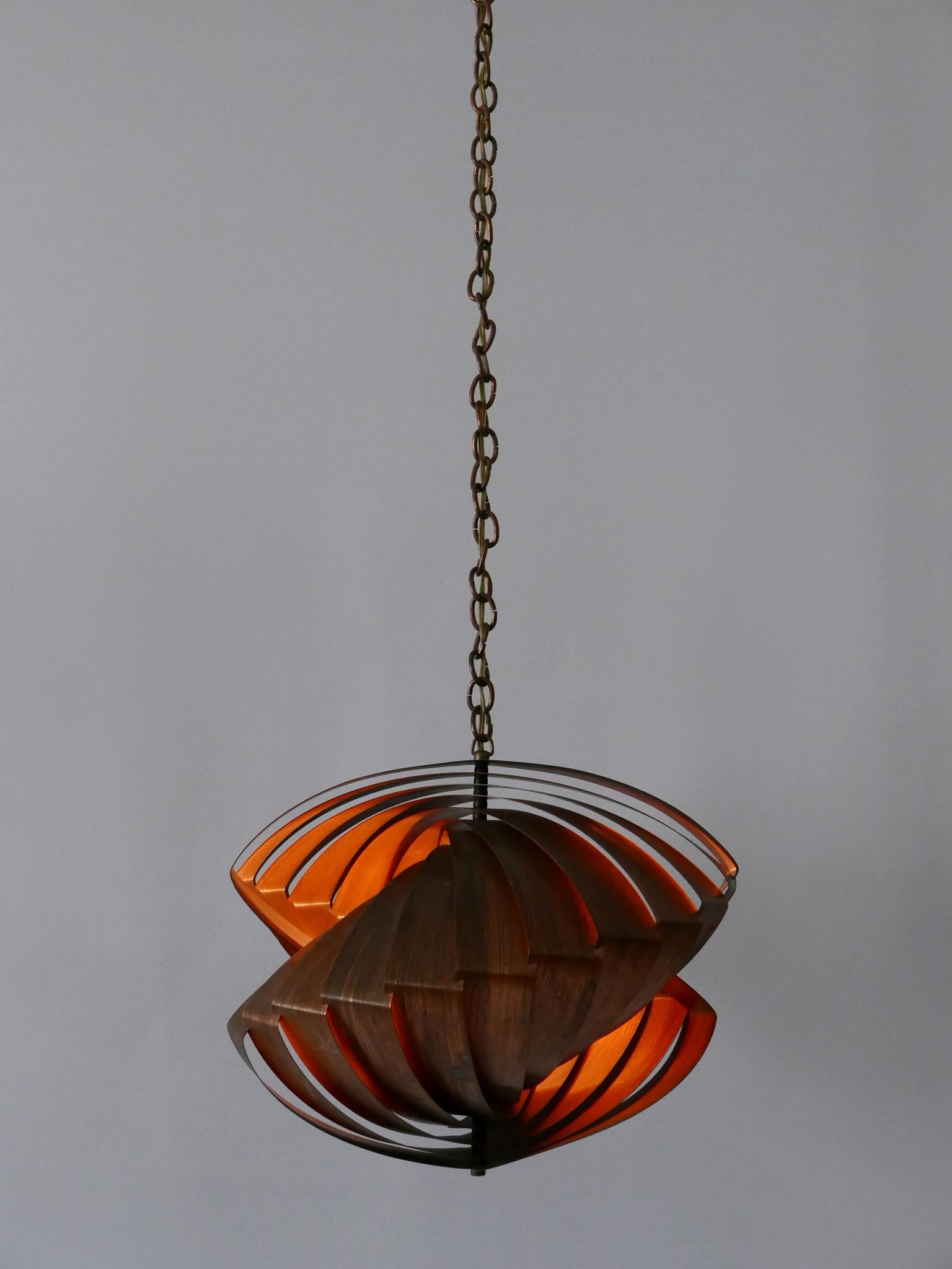 Lampada a sospensione in rame 'Konkylie' di Louis Weisdorf per Lyfa, Danimarca, 1960 in vendita 1