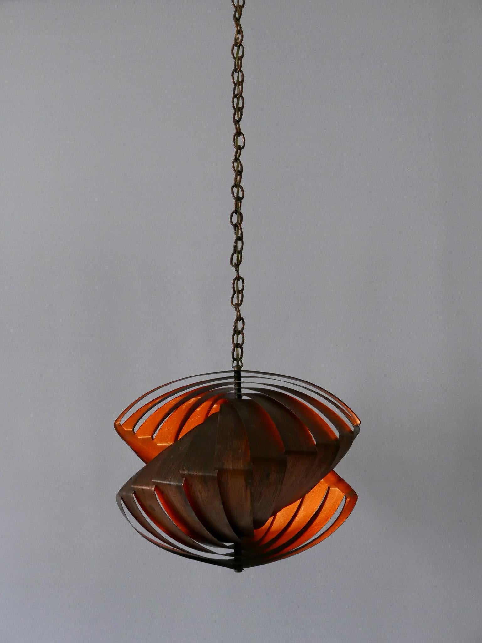 Lampada a sospensione in rame 'Konkylie' di Louis Weisdorf per Lyfa, Danimarca, 1960 in vendita 2