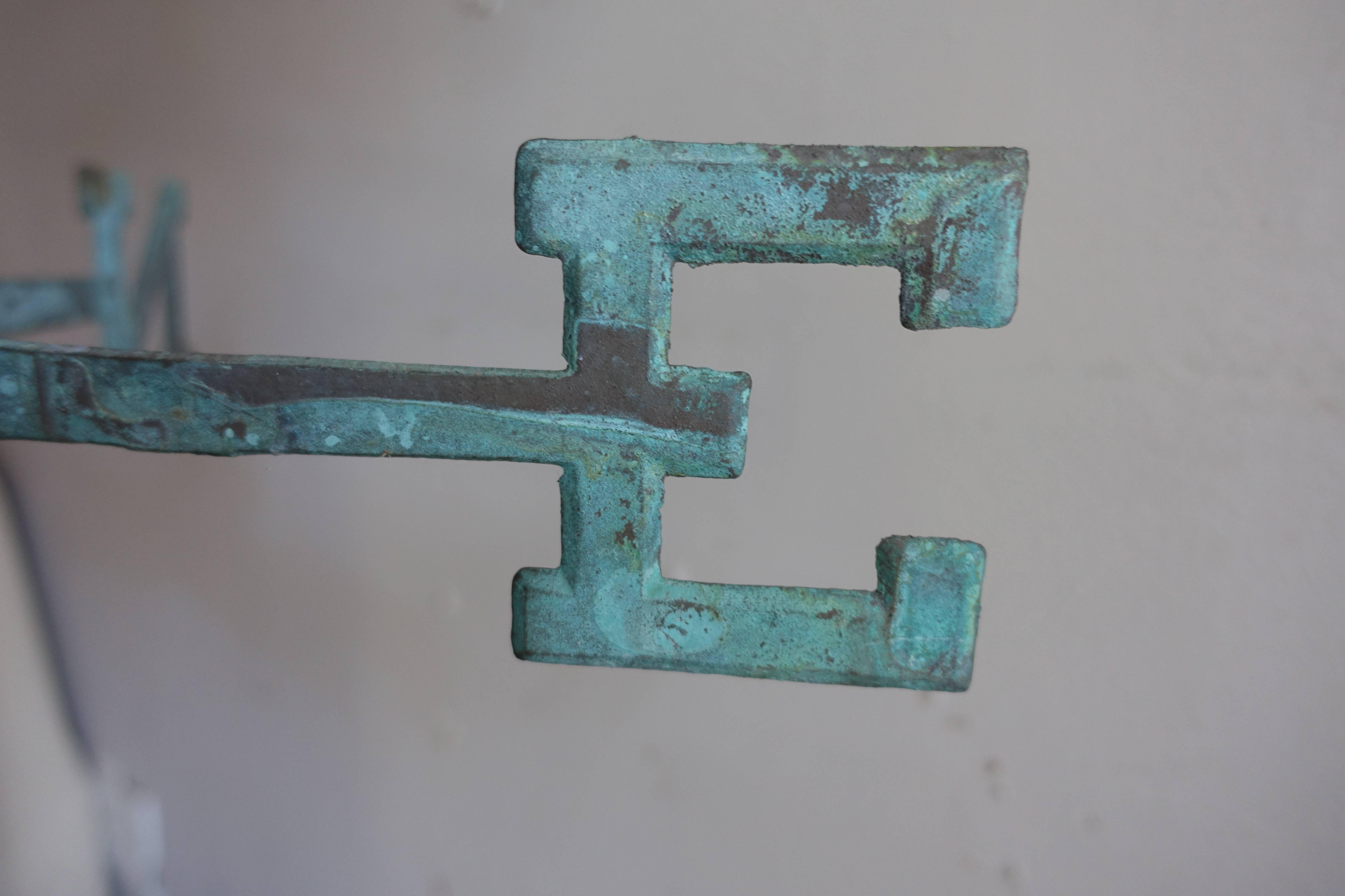 Mid-20th Century Unique Copper Weathervane of Squirrel on Iron Base