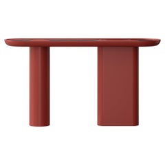 Oval Coral Red Console with Inserted Black Marble Top by Ultramobili