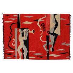 Corbusier Inspired Jazz Club Scene Tapestry or Carpet from the Brussels Expo '58