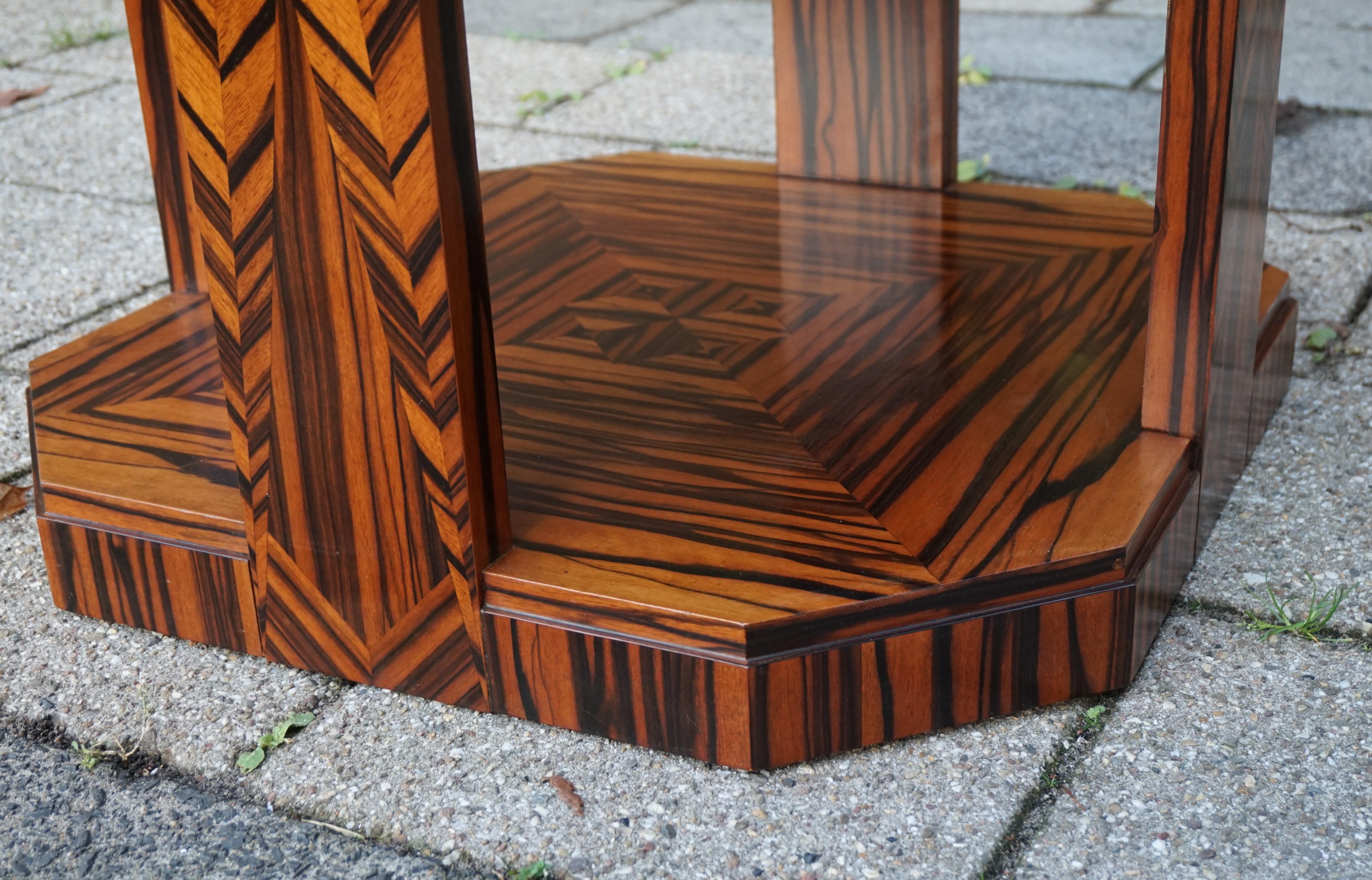 Wood Unique Coromandel Art Deco Étagère Table with Stunning Inlaid Geometric Patterns