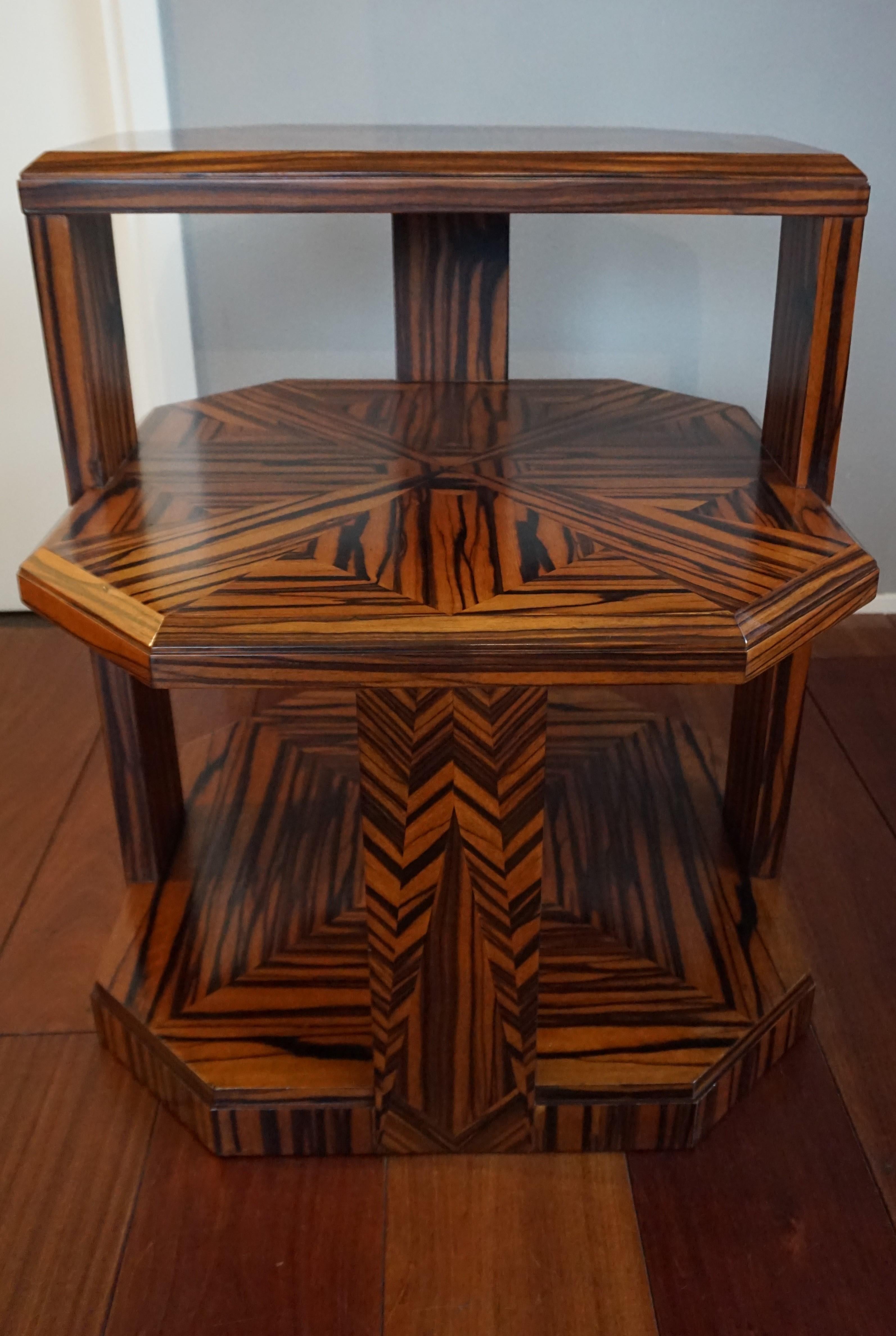 Unique Coromandel Art Deco Étagère Table with Stunning Inlaid Geometric Patterns 3