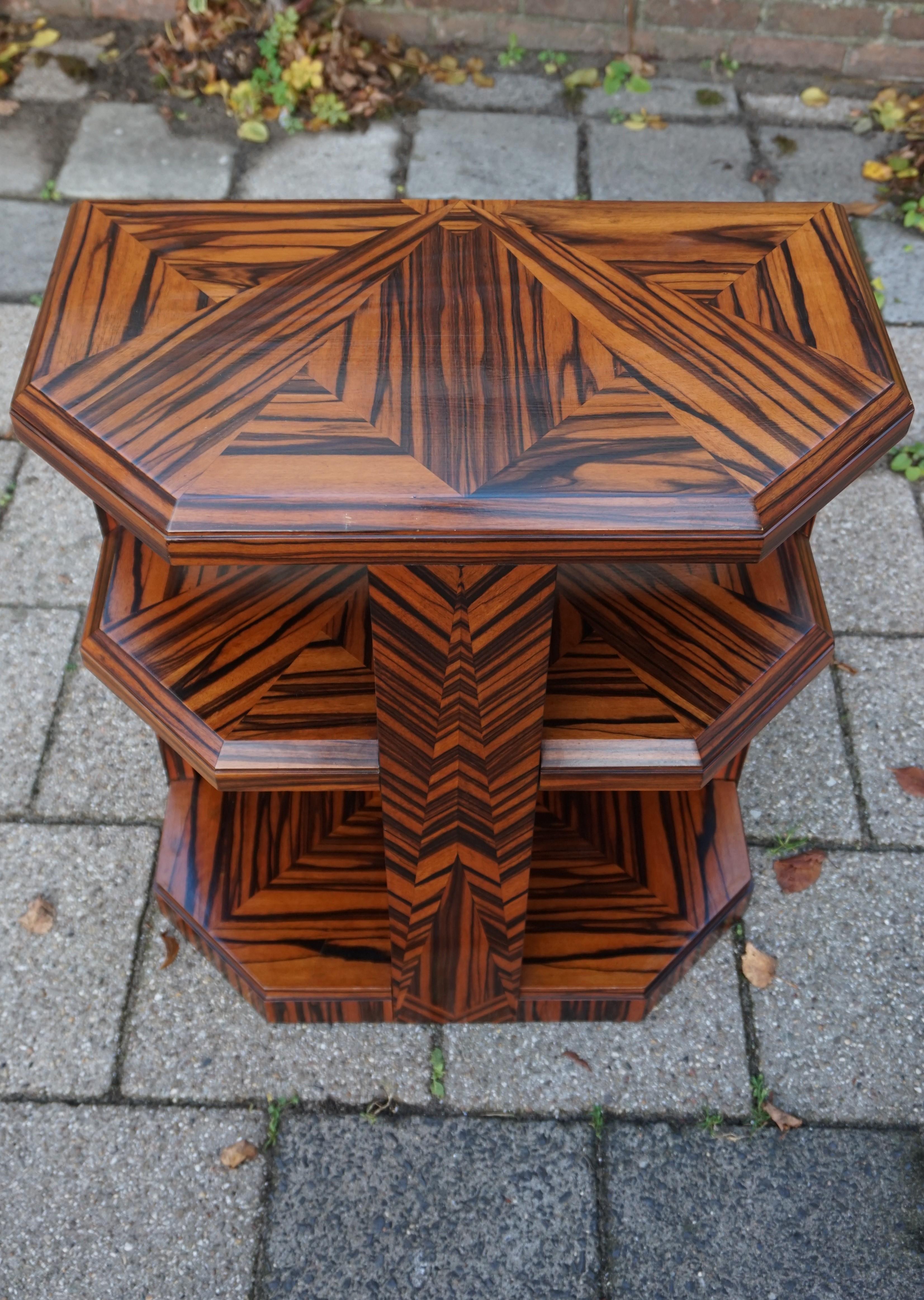Unique Coromandel Art Deco Étagère Table with Stunning Inlaid Geometric Patterns 7