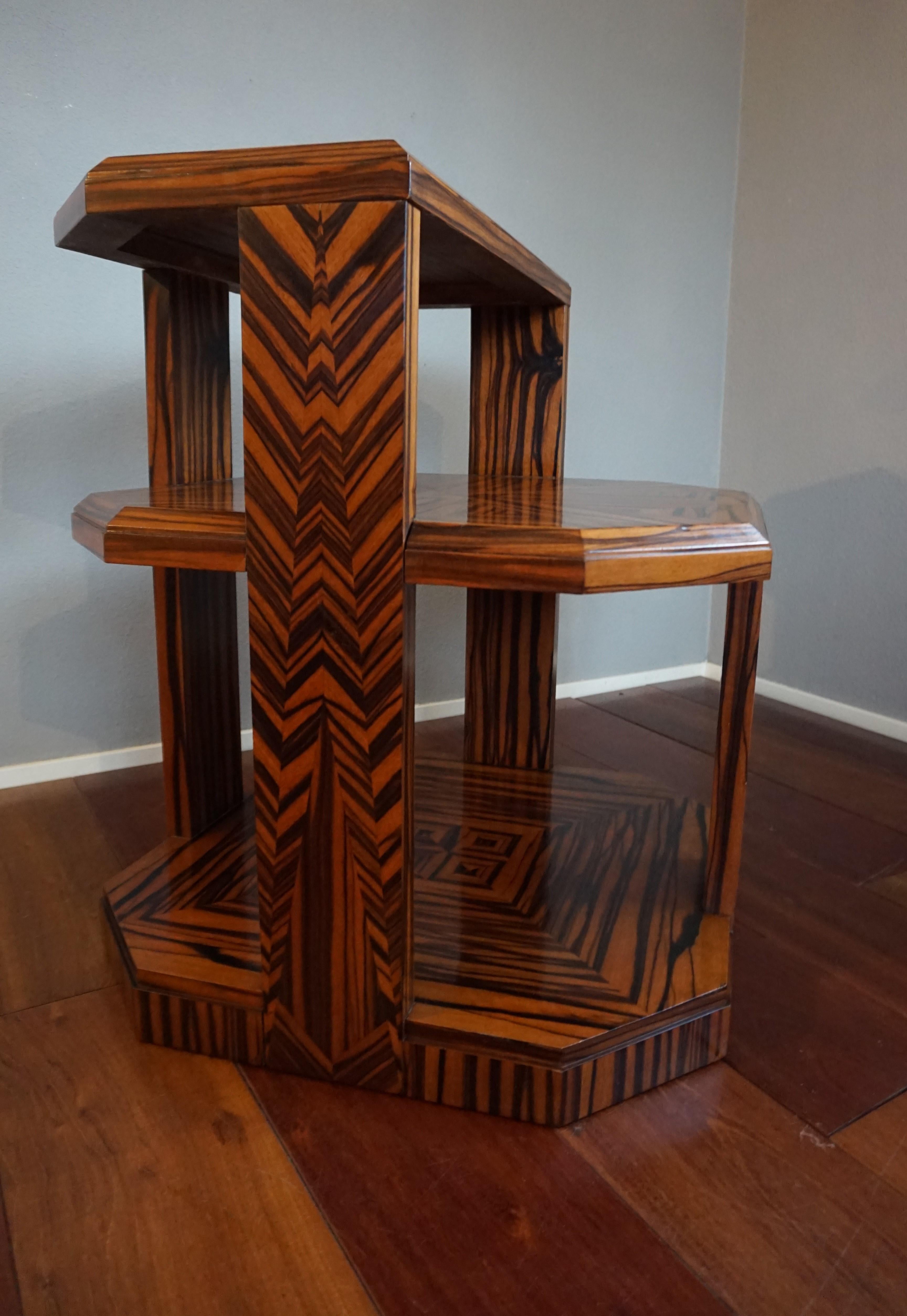 Unique Coromandel Art Deco Étagère Table with Stunning Inlaid Geometric Patterns 8