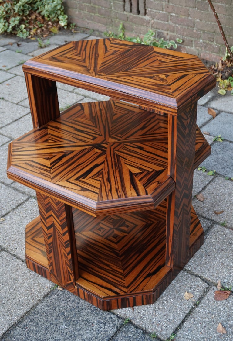 Unique Coromandel Art Deco Étagère Table with Stunning Inlaid Geometric ...