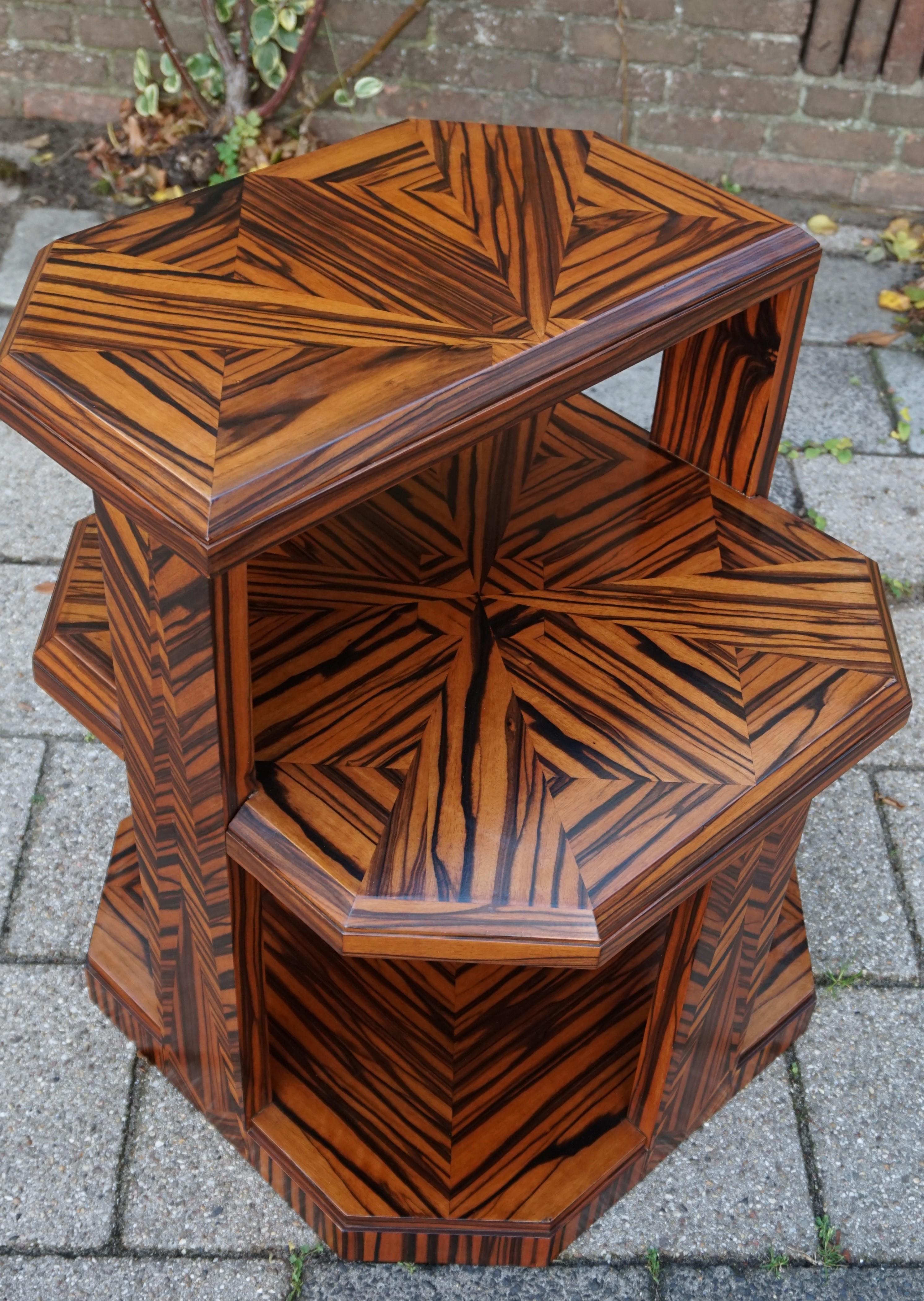 Inlay Unique Coromandel Art Deco Étagère Table with Stunning Inlaid Geometric Patterns