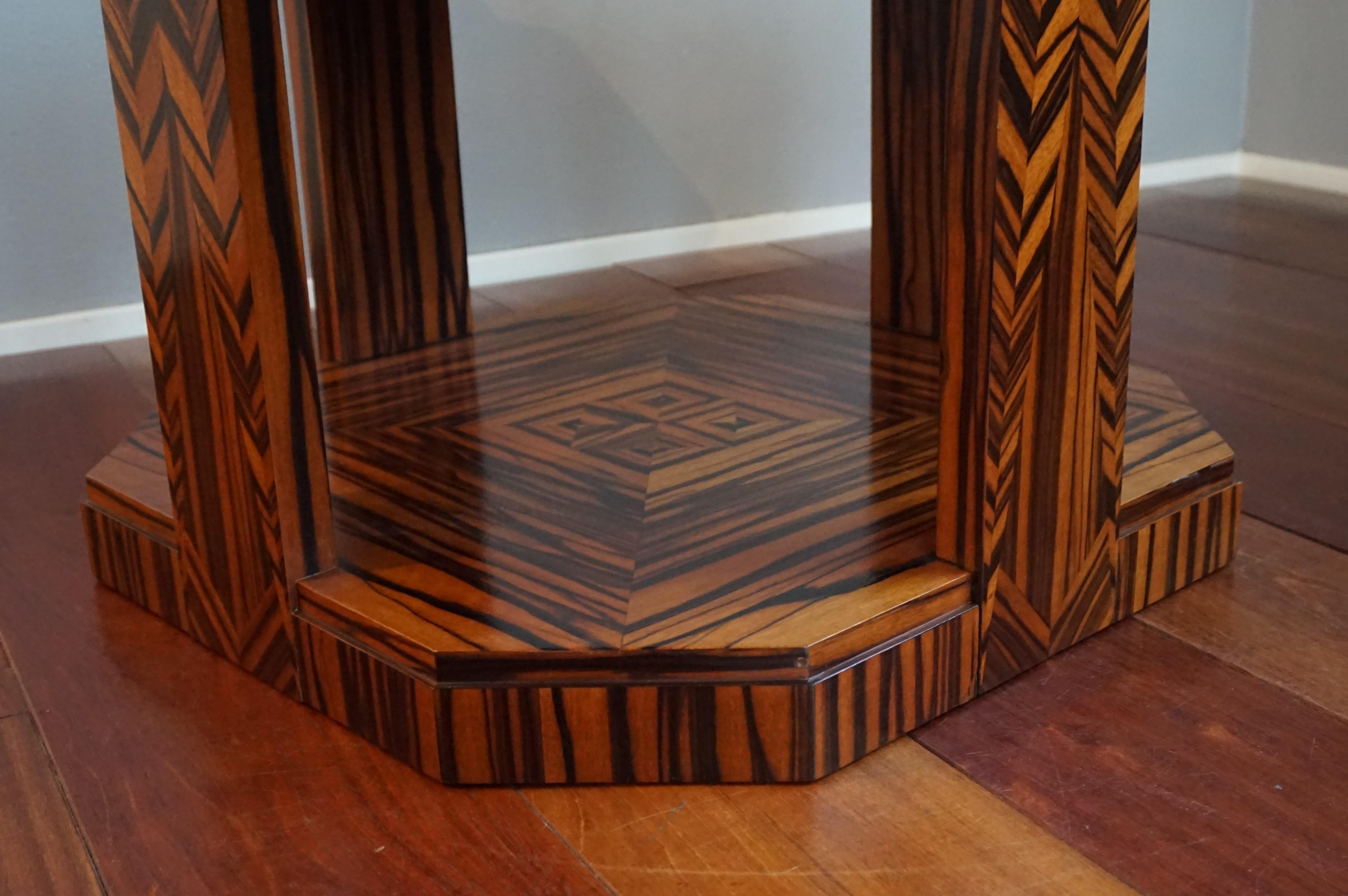 20th Century Unique Coromandel Art Deco Étagère Table with Stunning Inlaid Geometric Patterns