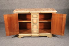 Unique Crackle Finished Gilded Marble Top Venetian Style Buffet Sideboard