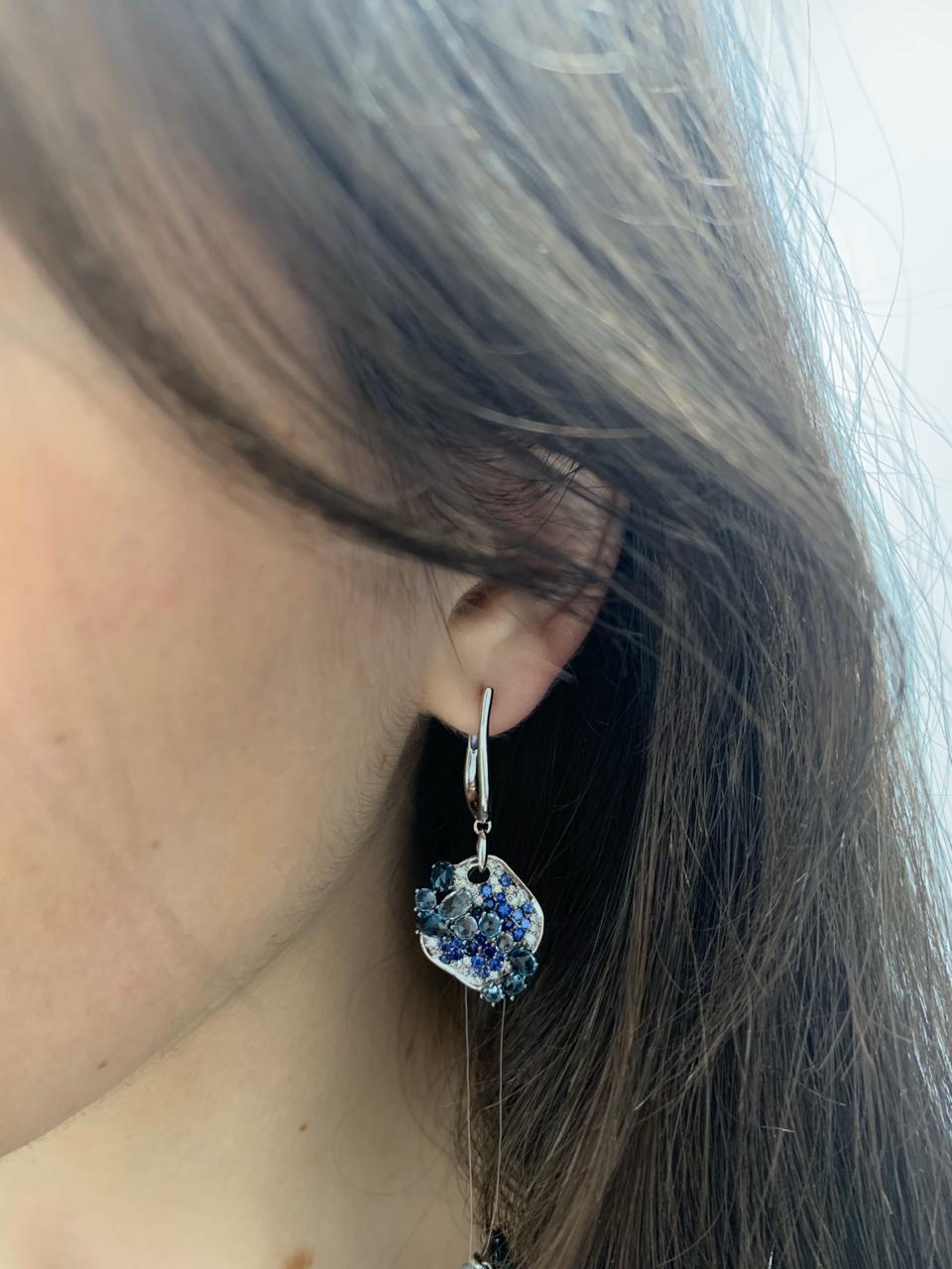 Uniques Design/One Diamonds Saphir Bleu 1 Carat Topaz Boucles d'oreilles design Neuf - En vente à Genève, GE