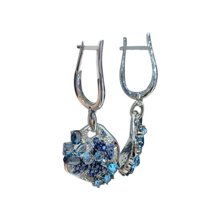 Uniques Design/One Diamonds Saphir Bleu 1 Carat Topaz Boucles d'oreilles design