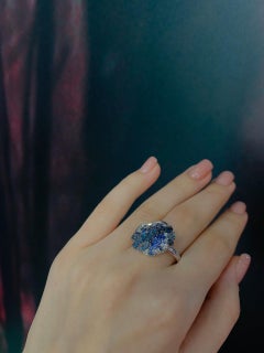 Unique Creation Diamond Blue Sapphire 1 Carat Topaz Designer Ring