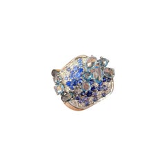Unique Creation Diamond Blue Sapphire 1 Carat Topaz Designer Ring