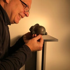Unique Crouching Big Ear Rabbit from Japan, Fine Hair Details