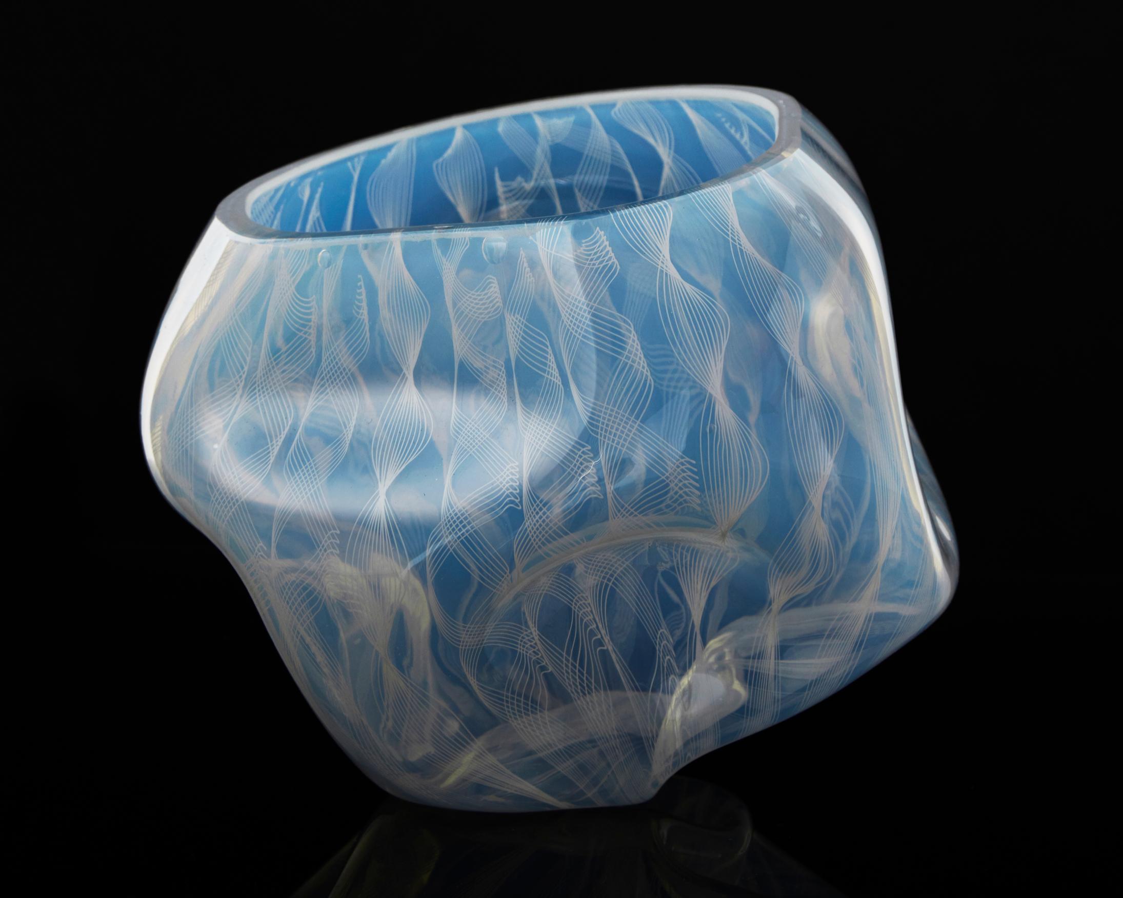 American Unique Crumpled Sculptural Vessel by Jeff Zimmerman and James Mongrain