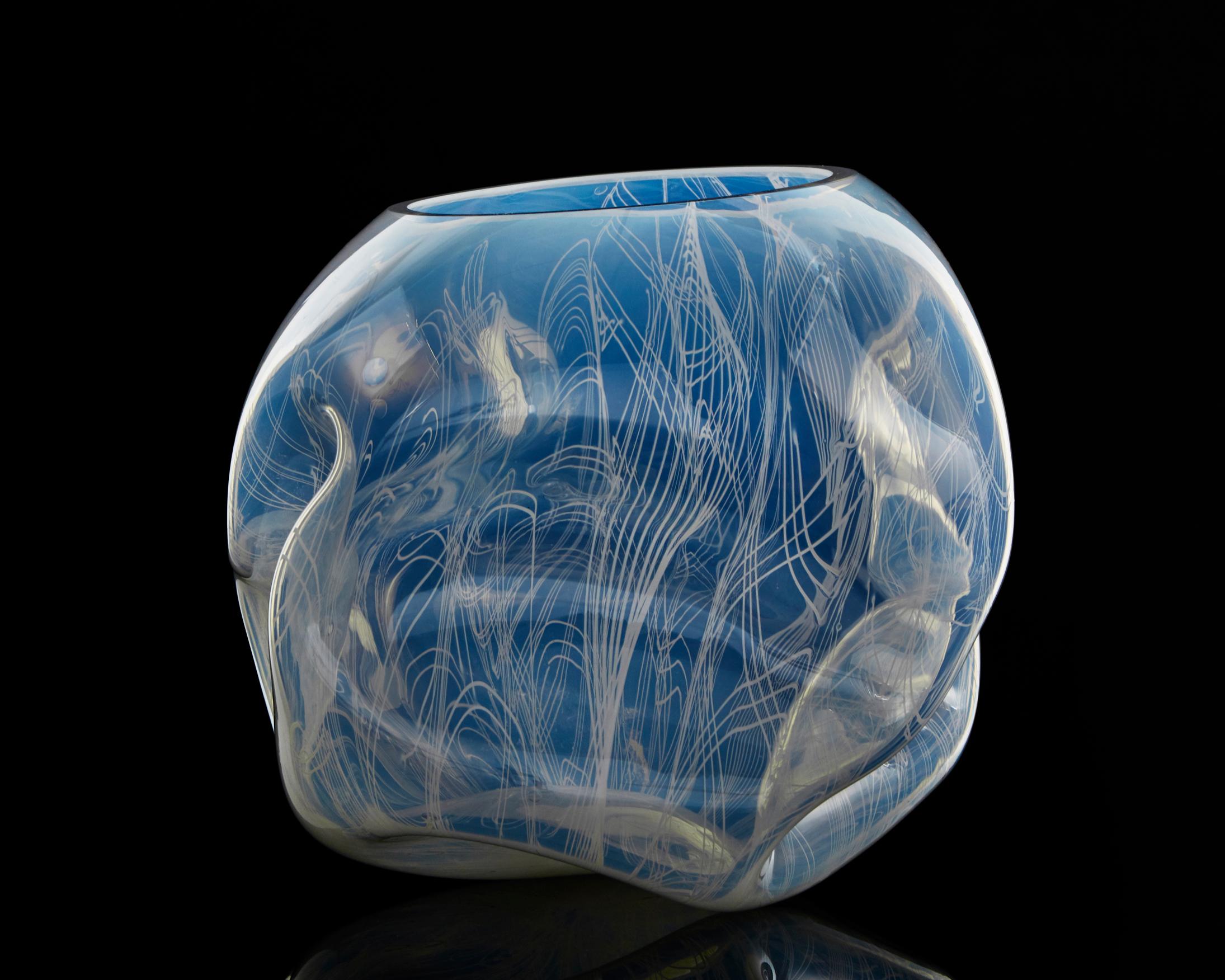 American Unique Crumpled Sculptural Vessel by Jeff Zimmerman and James Mongrain