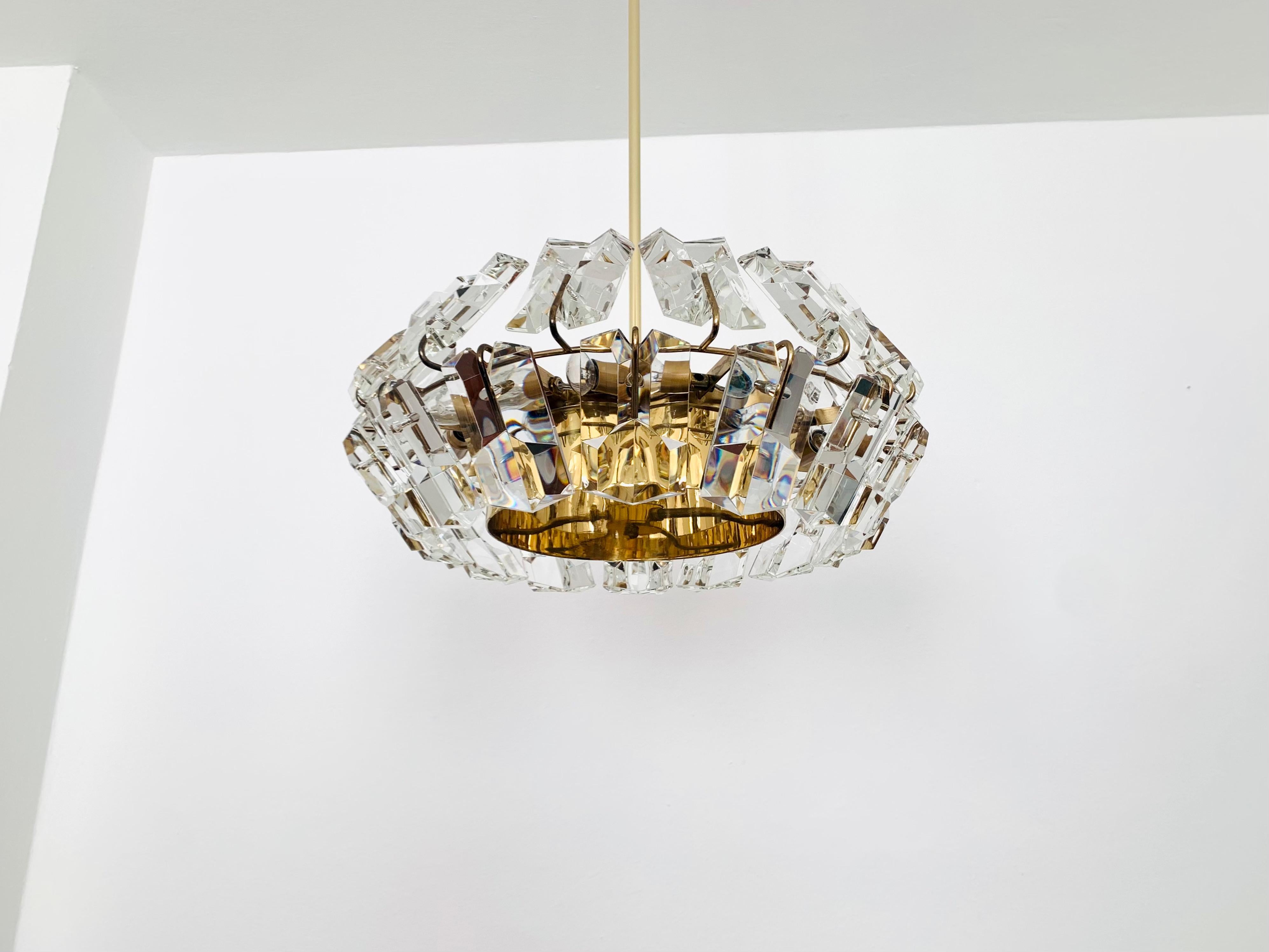 Mid-Century Modern Unique Crystal Chandelier by Ernst Palme For Sale